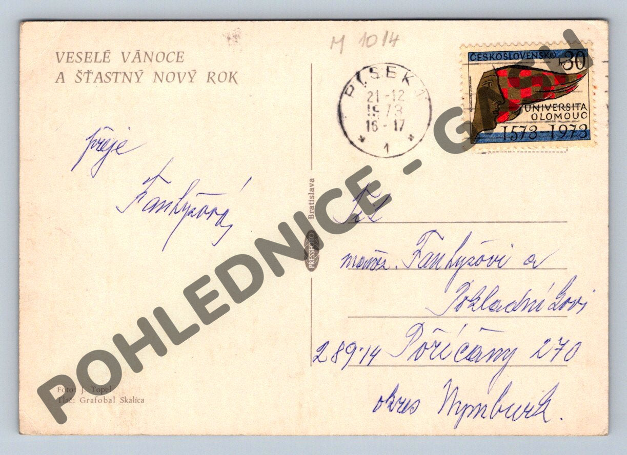 Pohlednice Vánoční ČSSR retro (M1014)