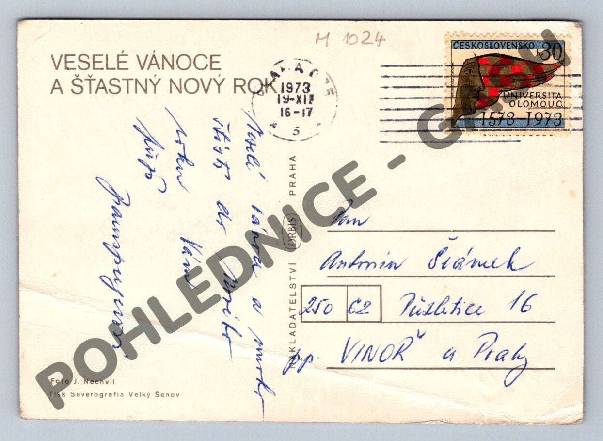 Pohlednice Vánoční Československo přání (M1024)