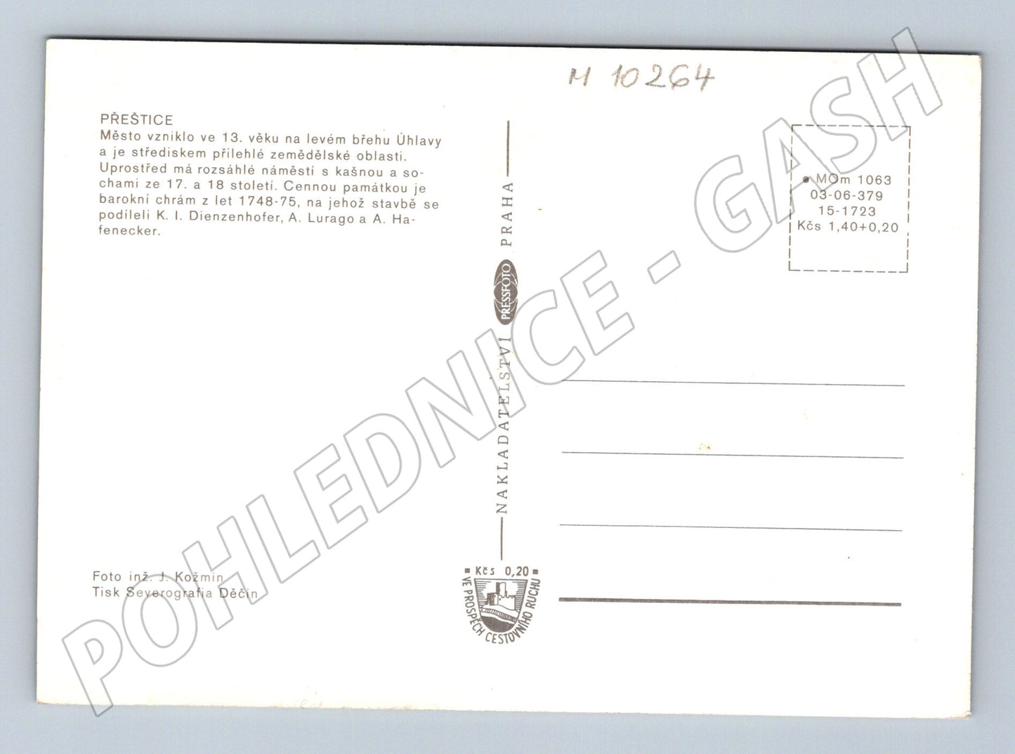 Pohlednice Přeštice - náměstí, kašna, barokní chrám (M10264)
