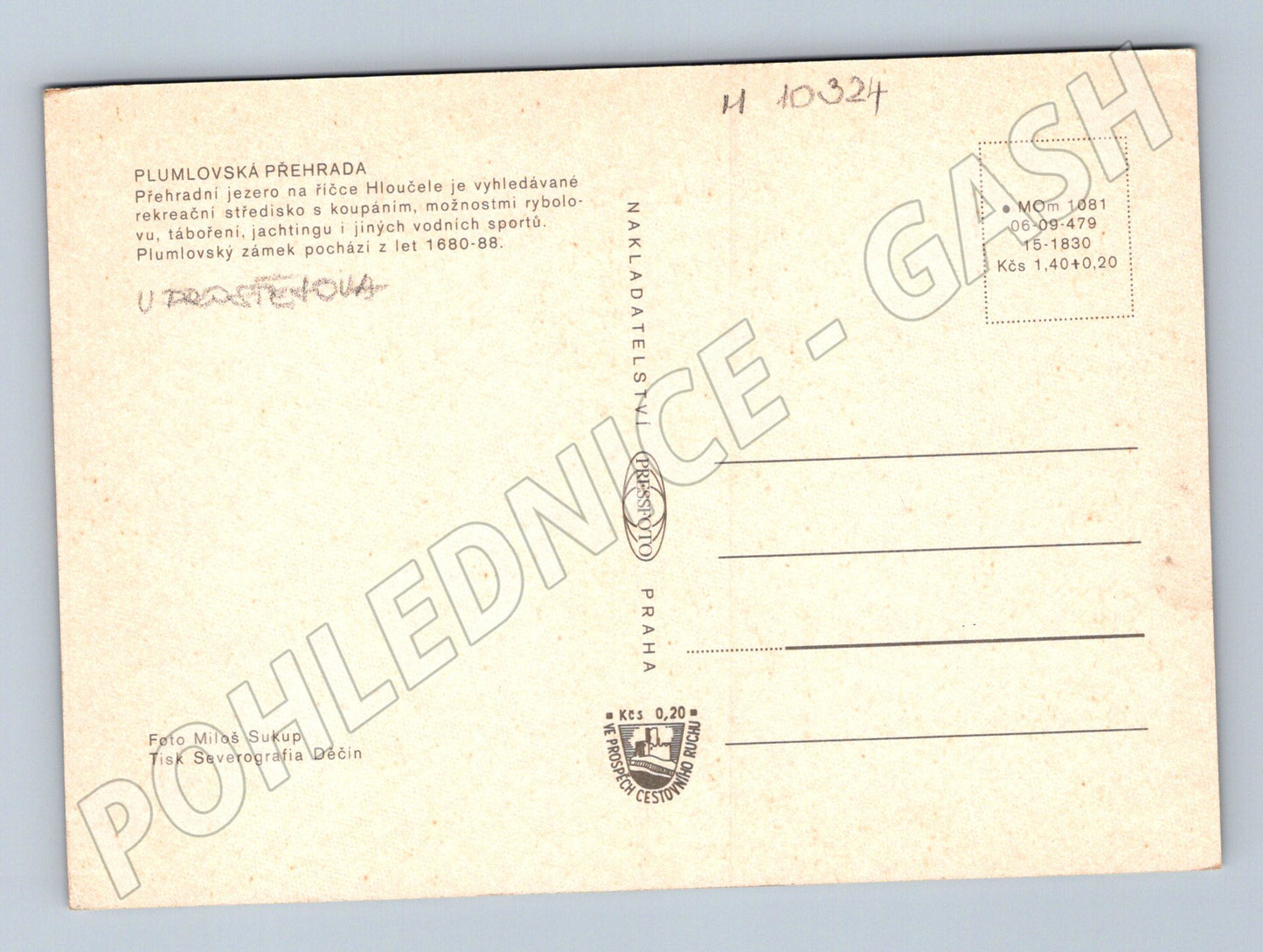 Pohlednice Plumlovská přehrada – zámek Plumlov (M10324)