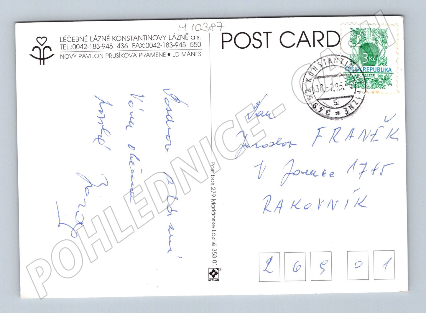 Pohlednice Prusíkův pramen Konstantinovy Lázně (M10387)