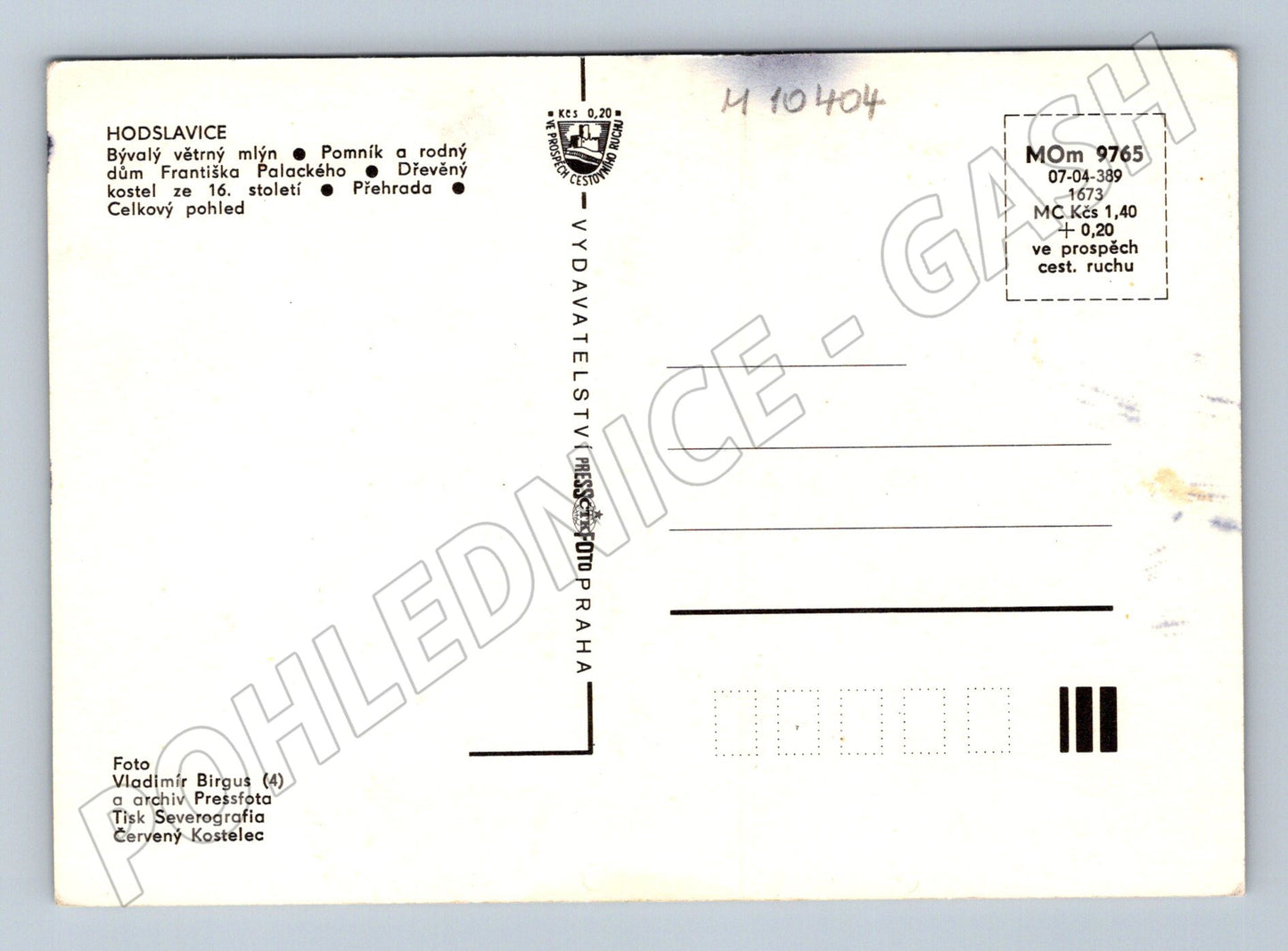 Pohlednice Hodslavice – památky, větrný mlýn, kostel (M10404)