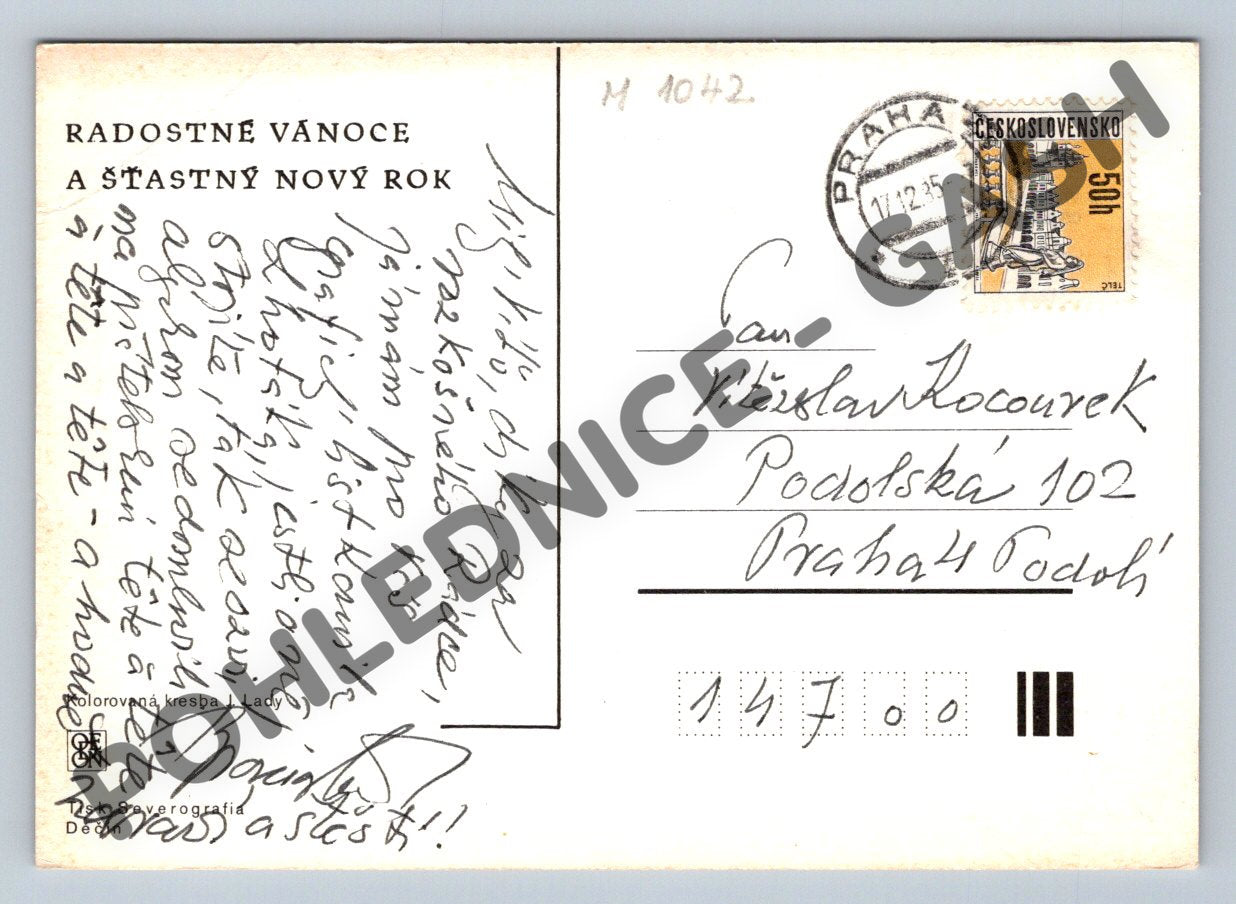Pohlednice Vánoce Josef Lada 1938 použitá (M1042)