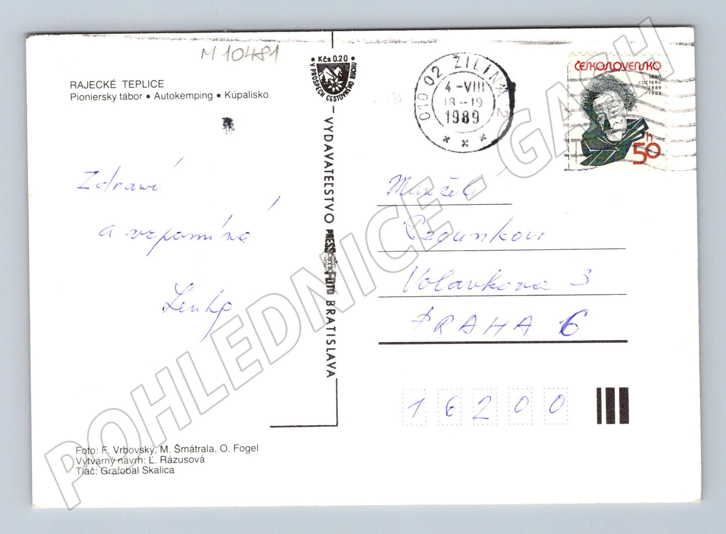 Pohlednice Rajecké Teplice Retro 1989 (M10481)