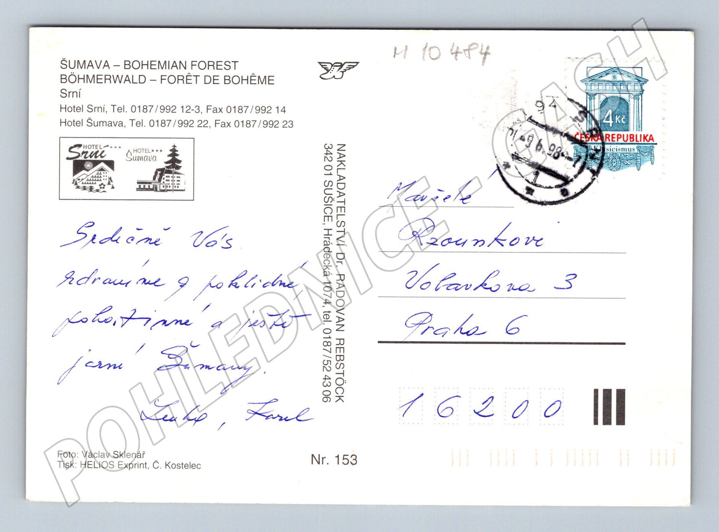 Pohlednice Srní – Šumava, vesnice, 90. léta (M10484)
