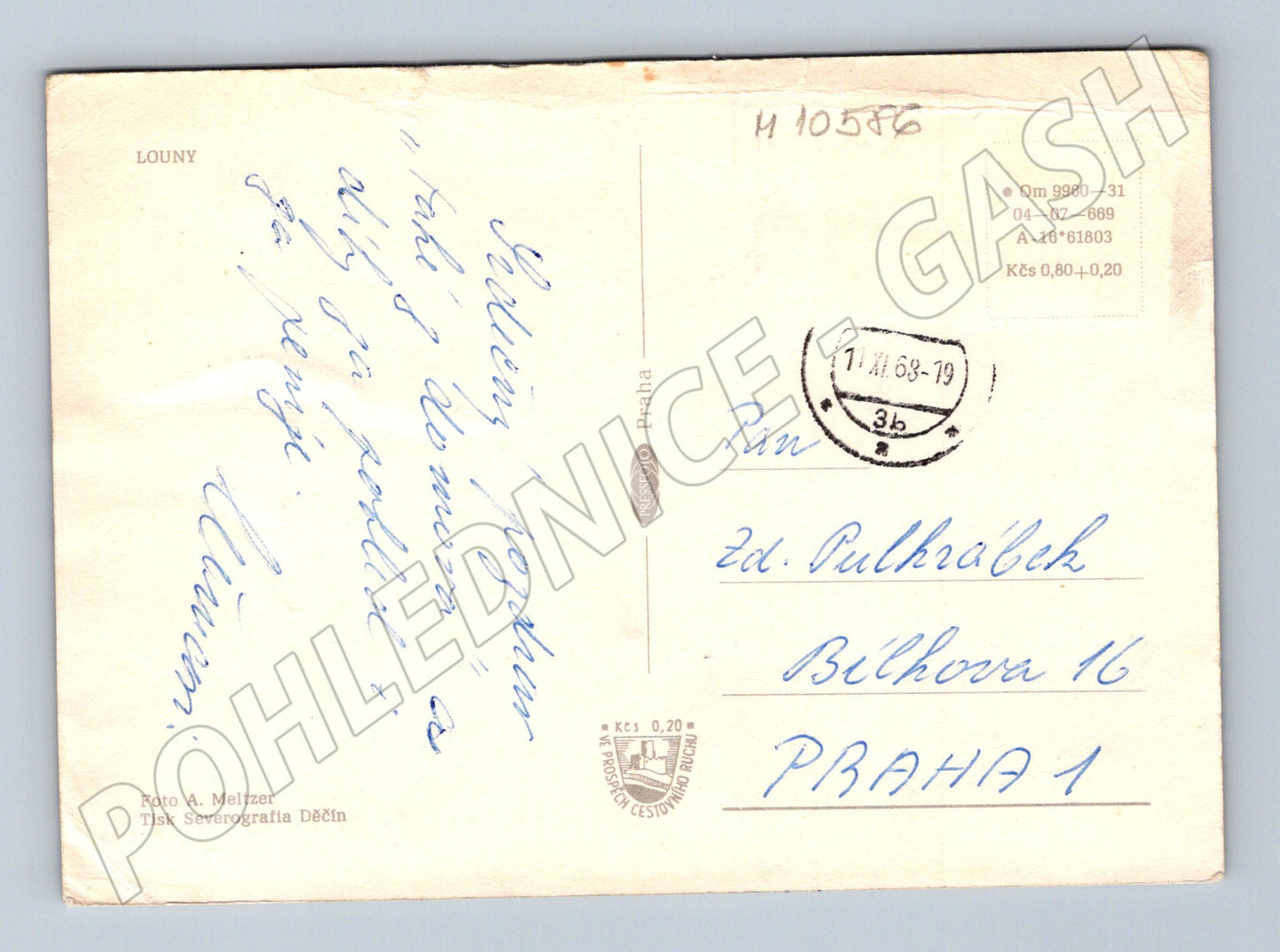 Pohlednice Louny Kostel a ulice 60. léta (M10586)