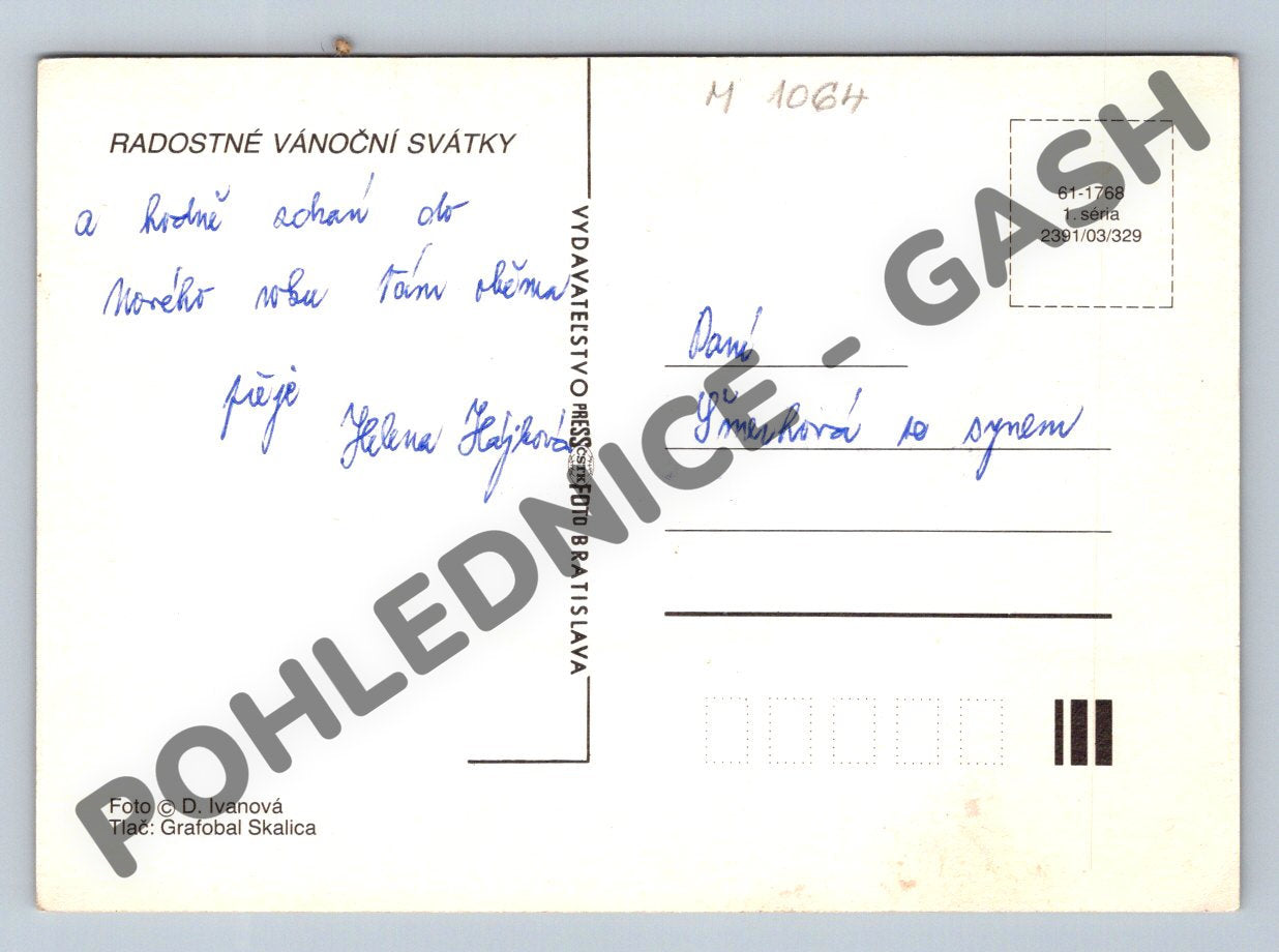 Pohlednice Vánoce Pressfoto grafický motiv (M1064)