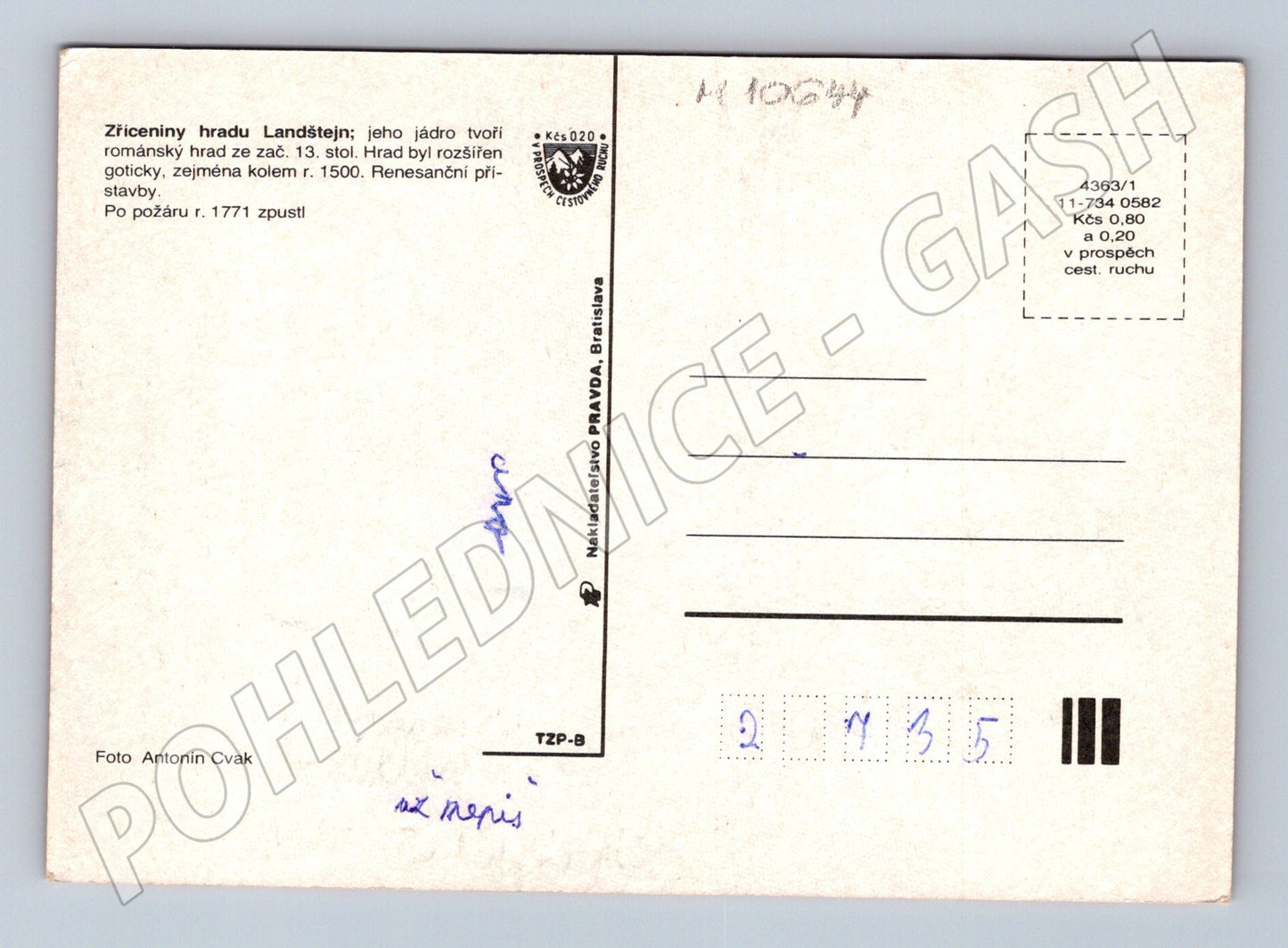 Pohlednice Landštejn – zřícenina hradu (M10644)