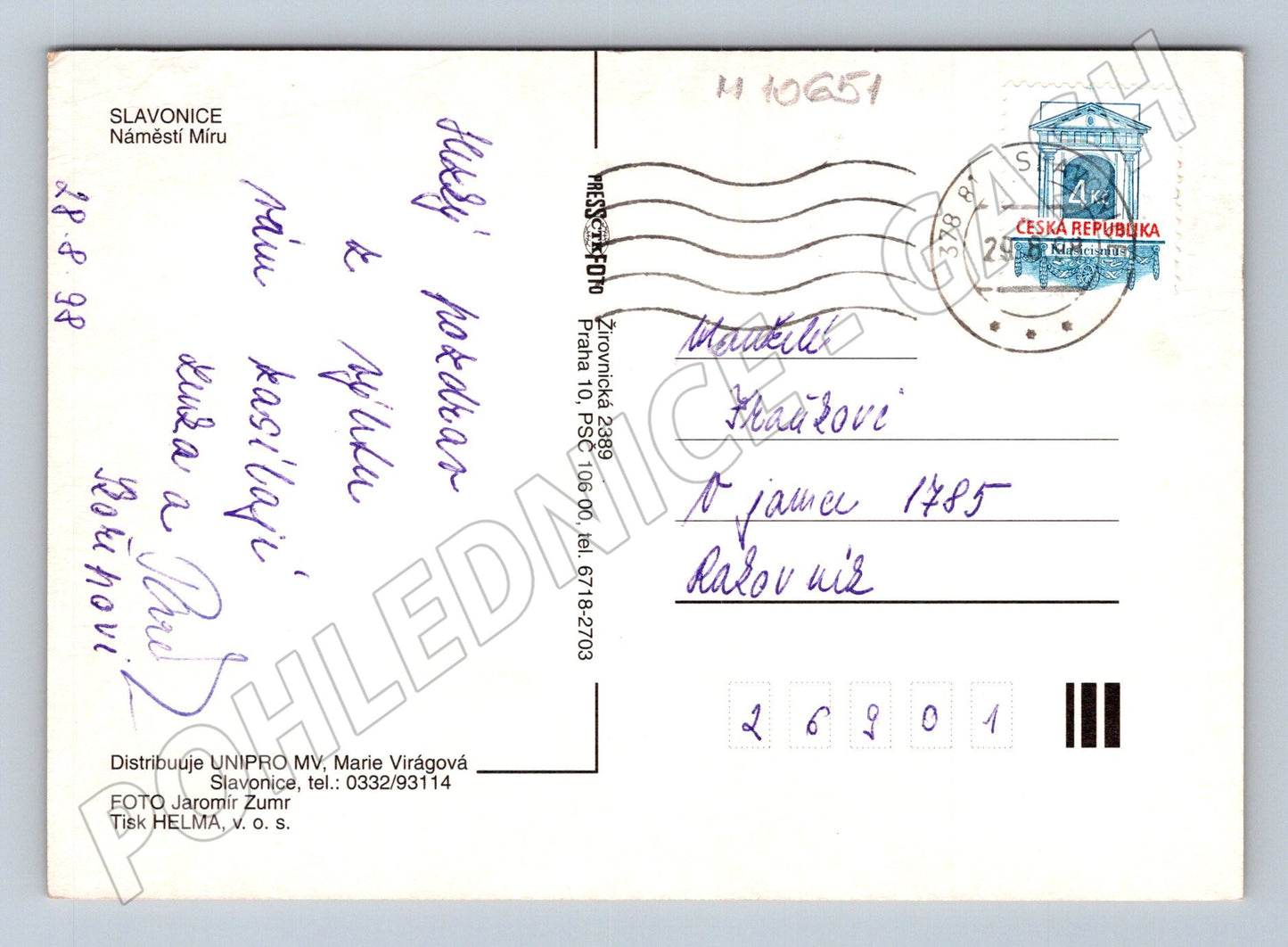 Pohlednice Slavonice – Náměstí Míru (M10651)