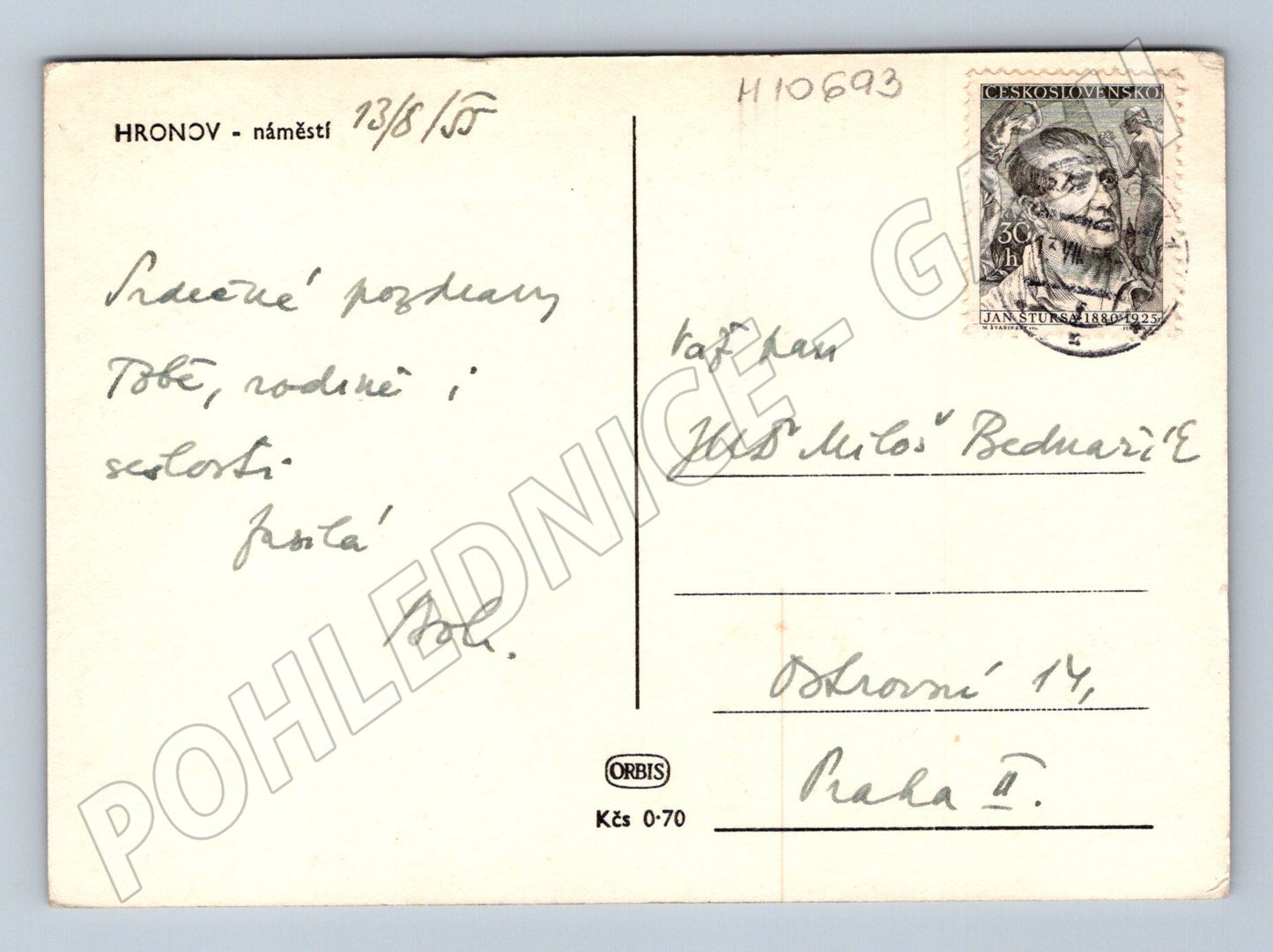 Pohlednice Hronov náměstí, Jiráskovo divadlo (M10693)