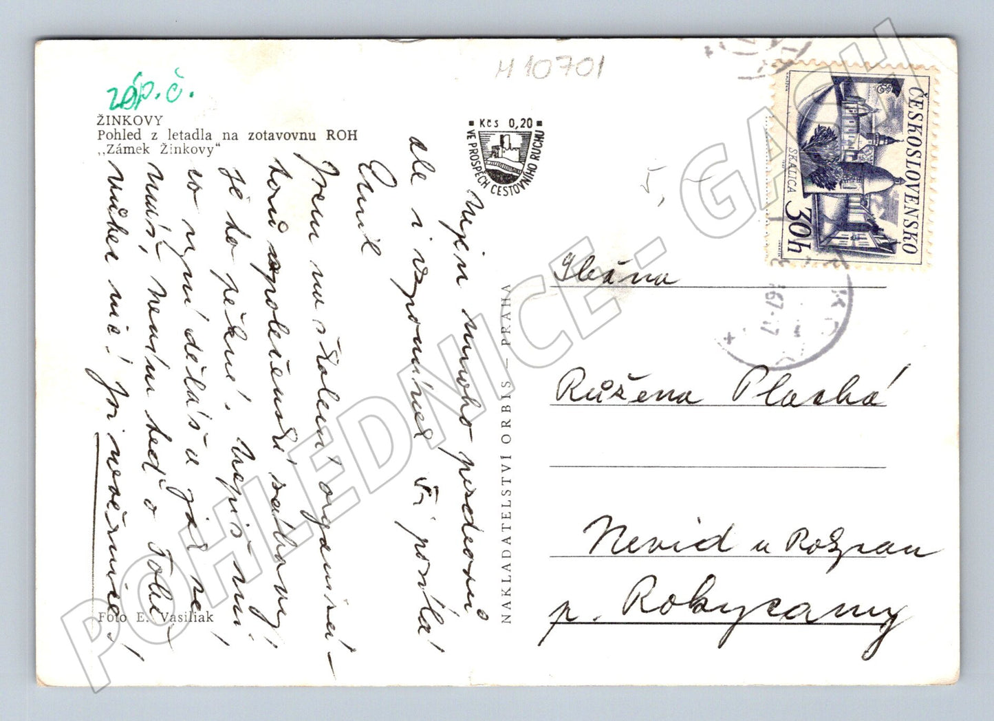 Pohlednice - Zámek Žinkovy, letecký pohled (M10701)