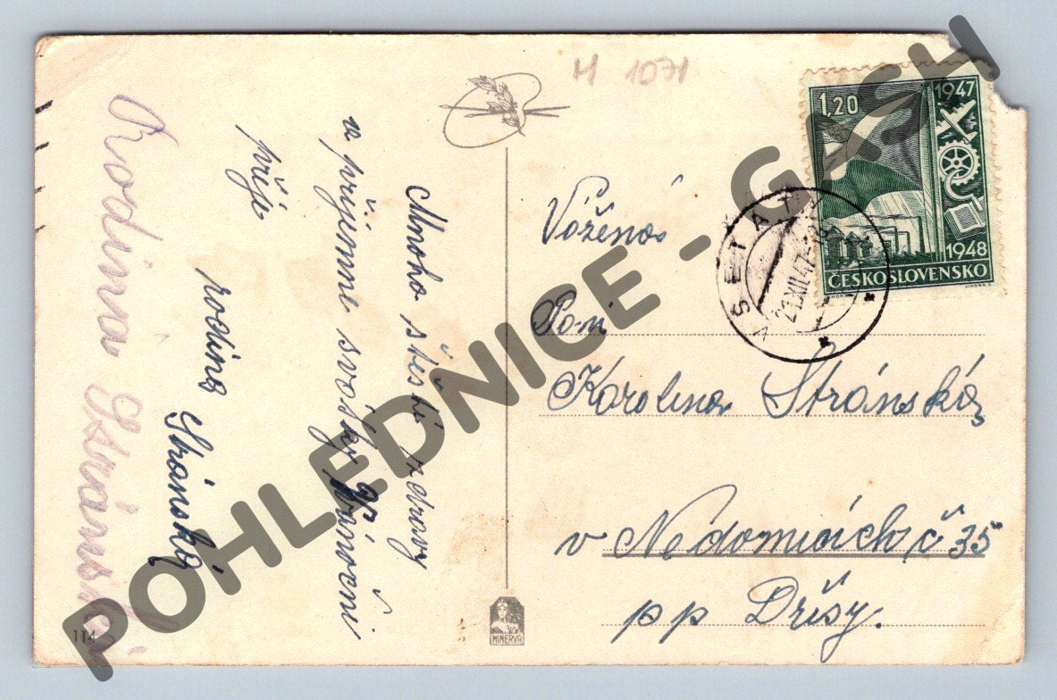 Pohlednice Vánoce ČR 1948 Veselé Vánoce (M1071)