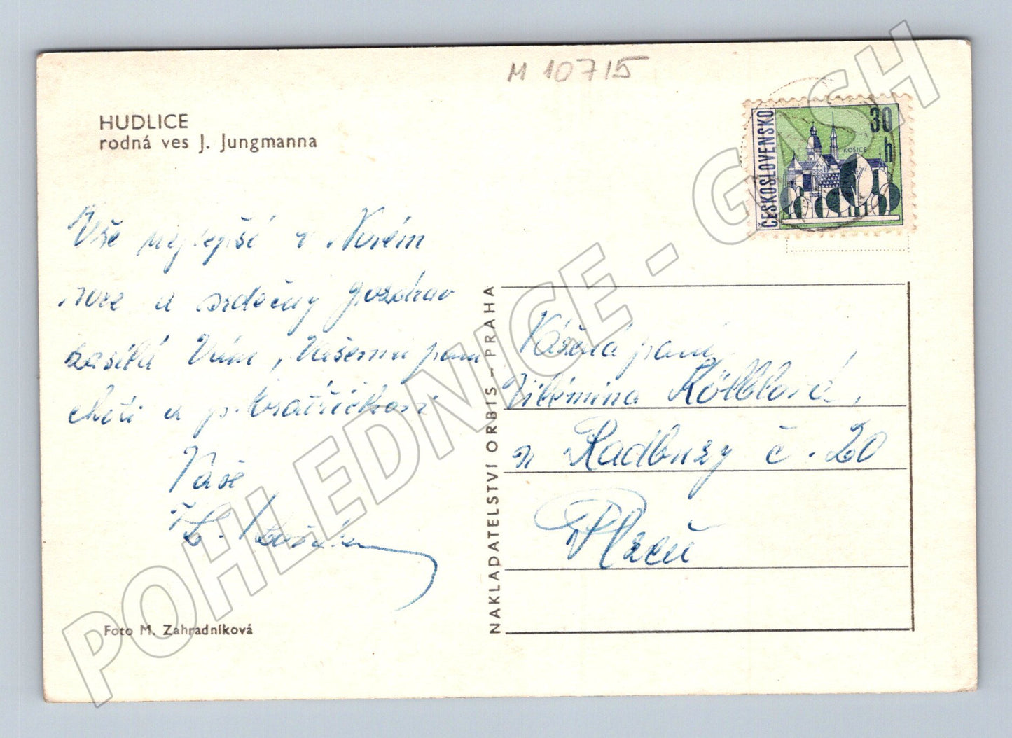 Pohlednice Hudlice J. Jungmann (M10715)