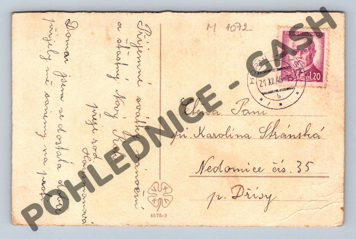 Pohlednice Vánoce 1945 vesnice Československo (M1072)