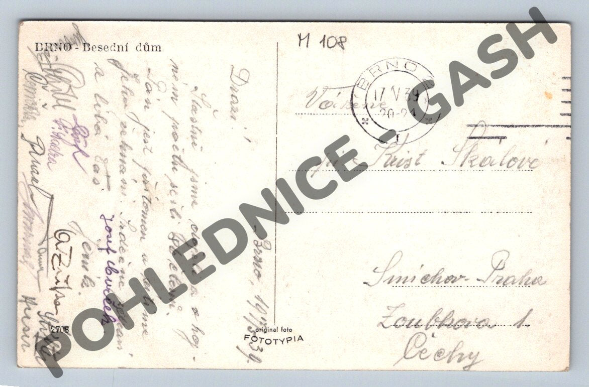 Pohlednice Brno Besední dům historická 1939 (M108)