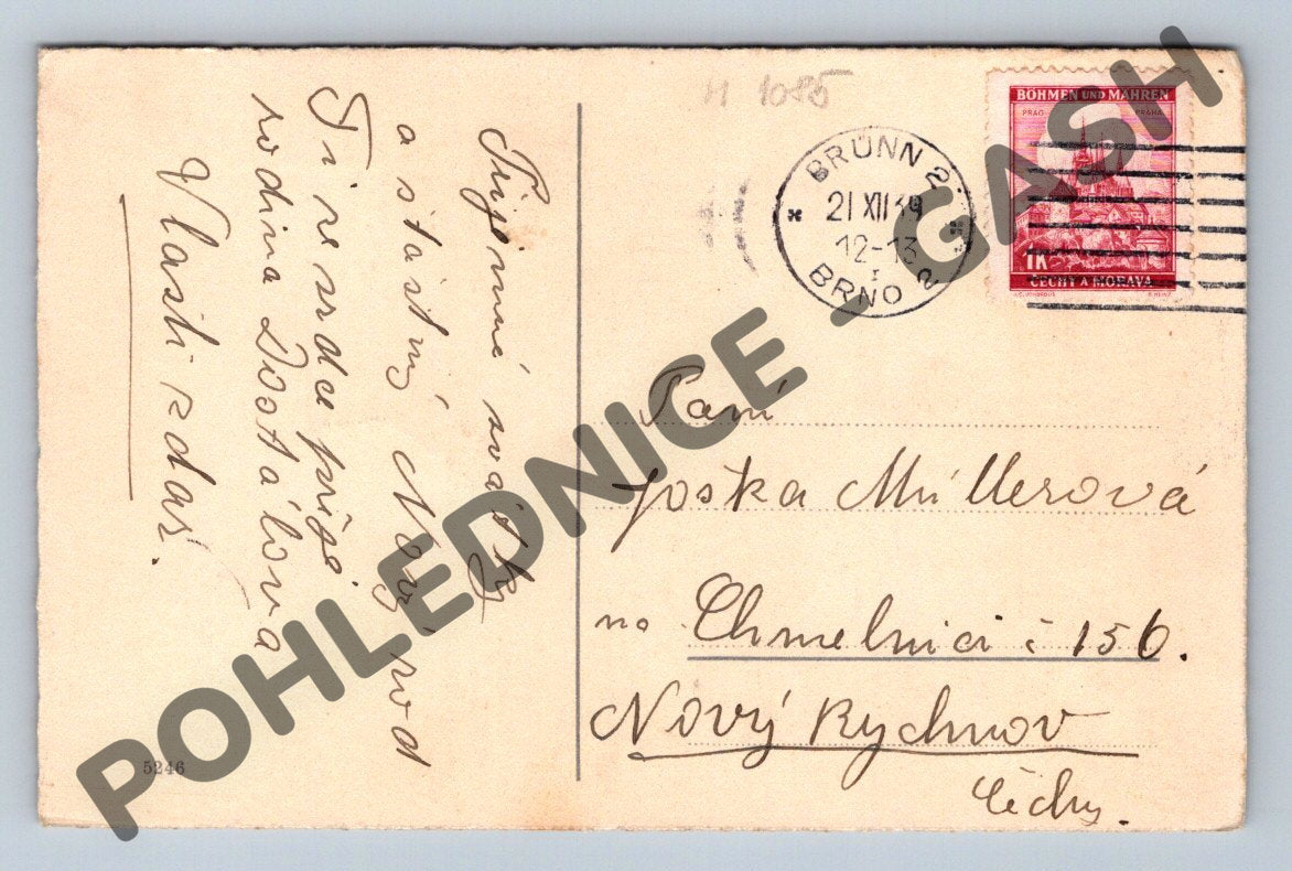 Pohlednice Vánoce Brno 1943 Protektorát kolorovaná (M1085)