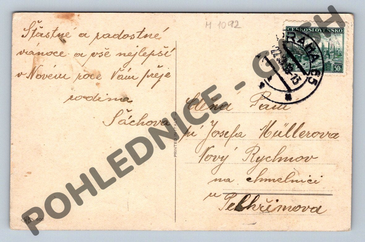 Pohlednice Vánoce zasněžená krajina ČSR 1932 (M1092)