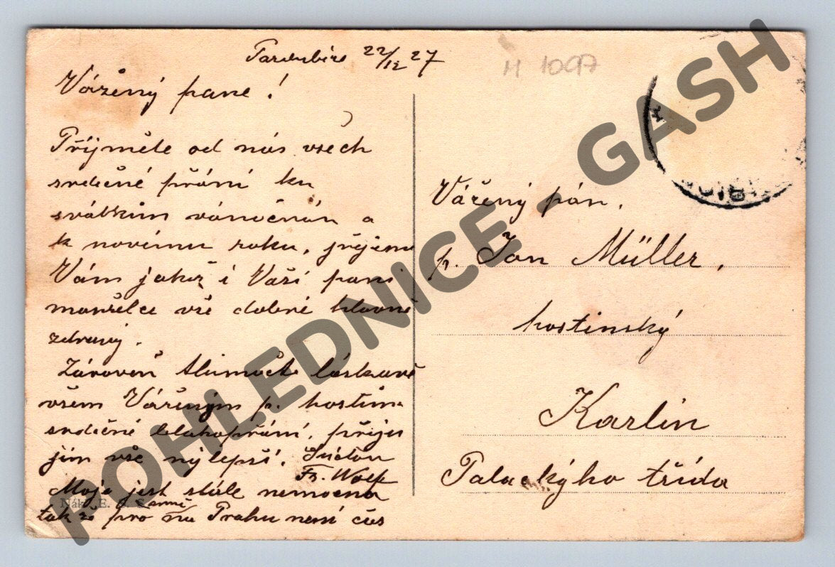 Pohlednice Veselé Vánoce ČSR 1927 (M1097)