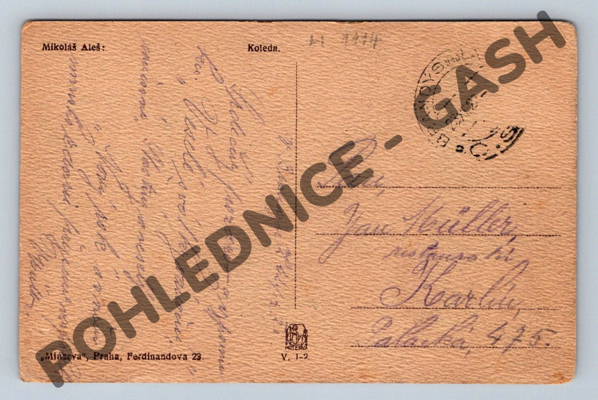 Pohlednice Mikoláš Aleš Koleda 1902 (M1114)