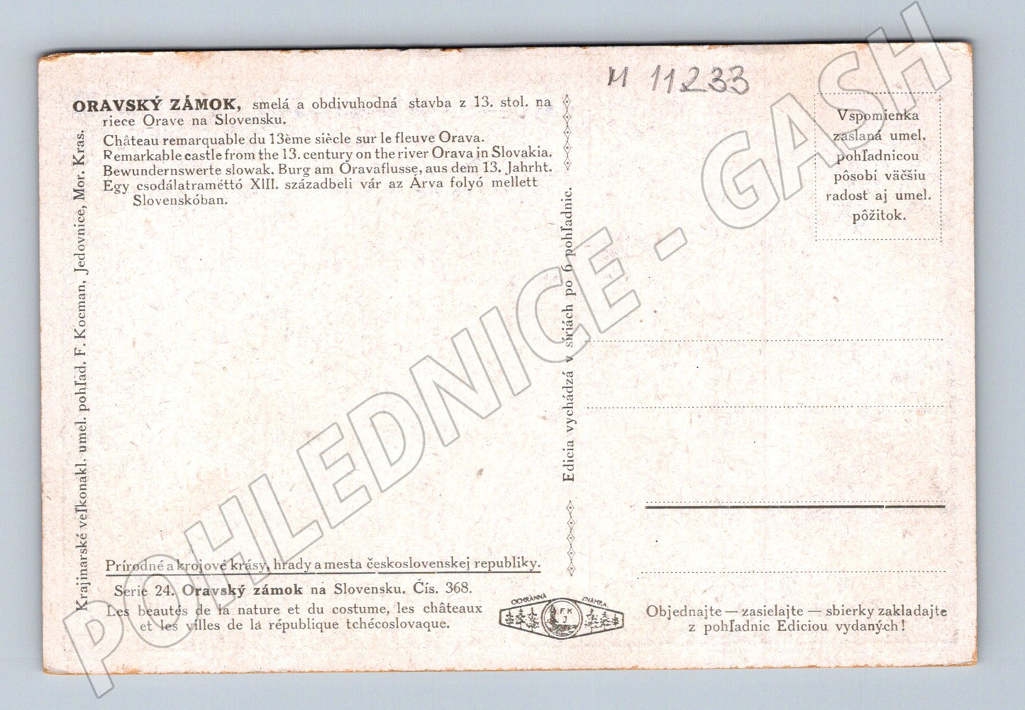Pohlednice Oravský zámok - historická pohlednice (M11233)