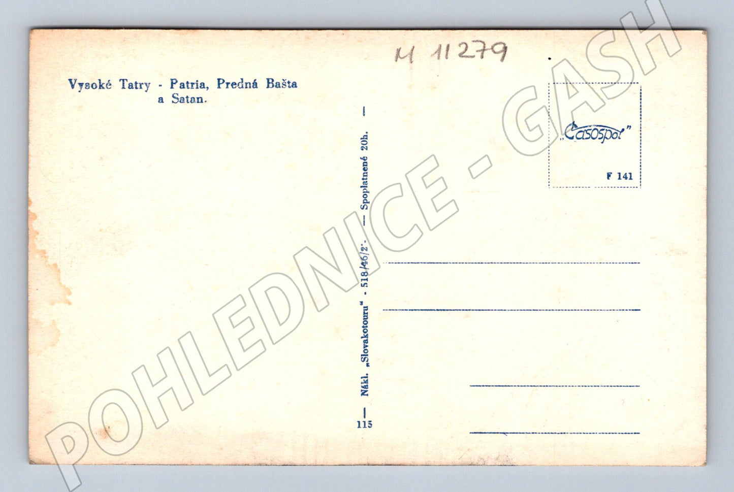 Pohlednice Vysoké Tatry – Patria, Predná Bašta, Satan (M11279)