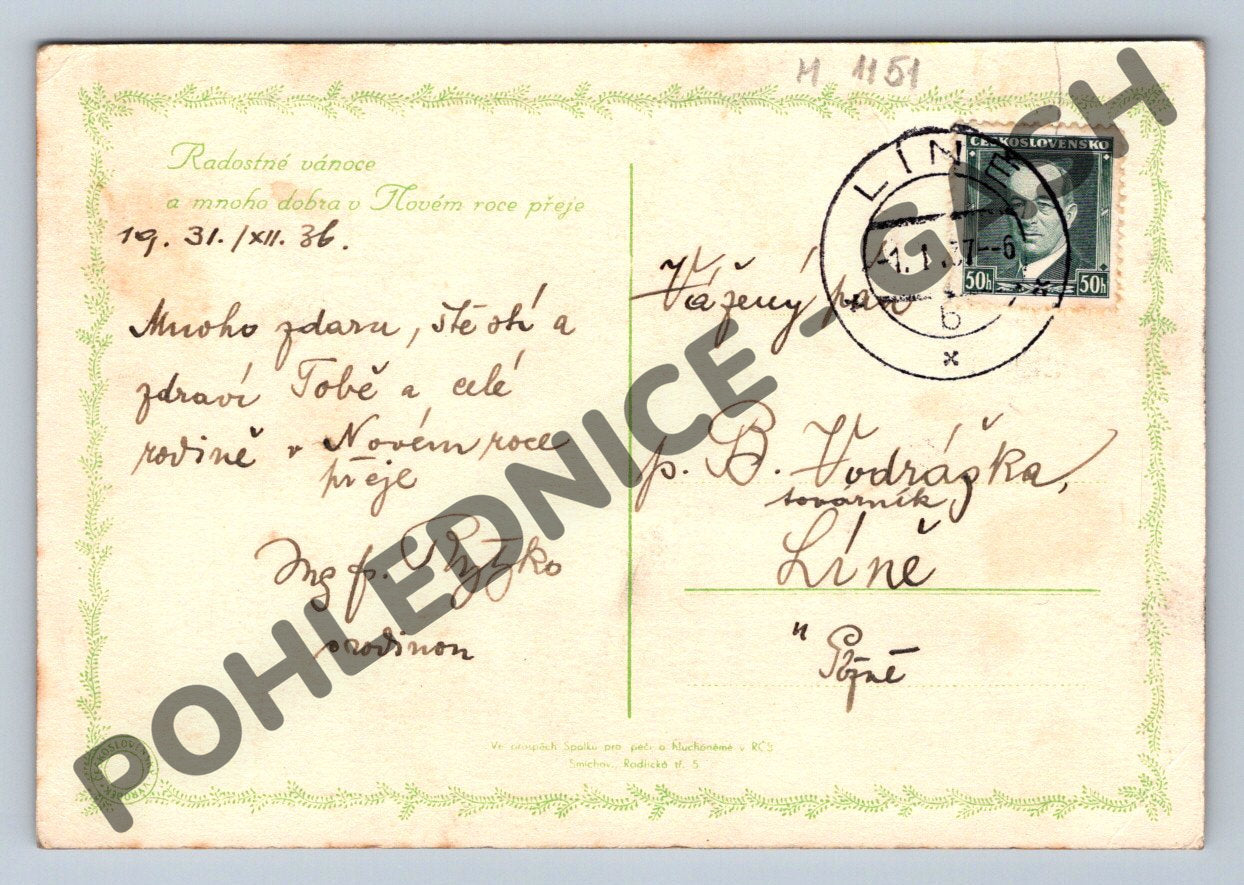 Pohlednice dítě na saních – staročeská kolorovaná (M1151)