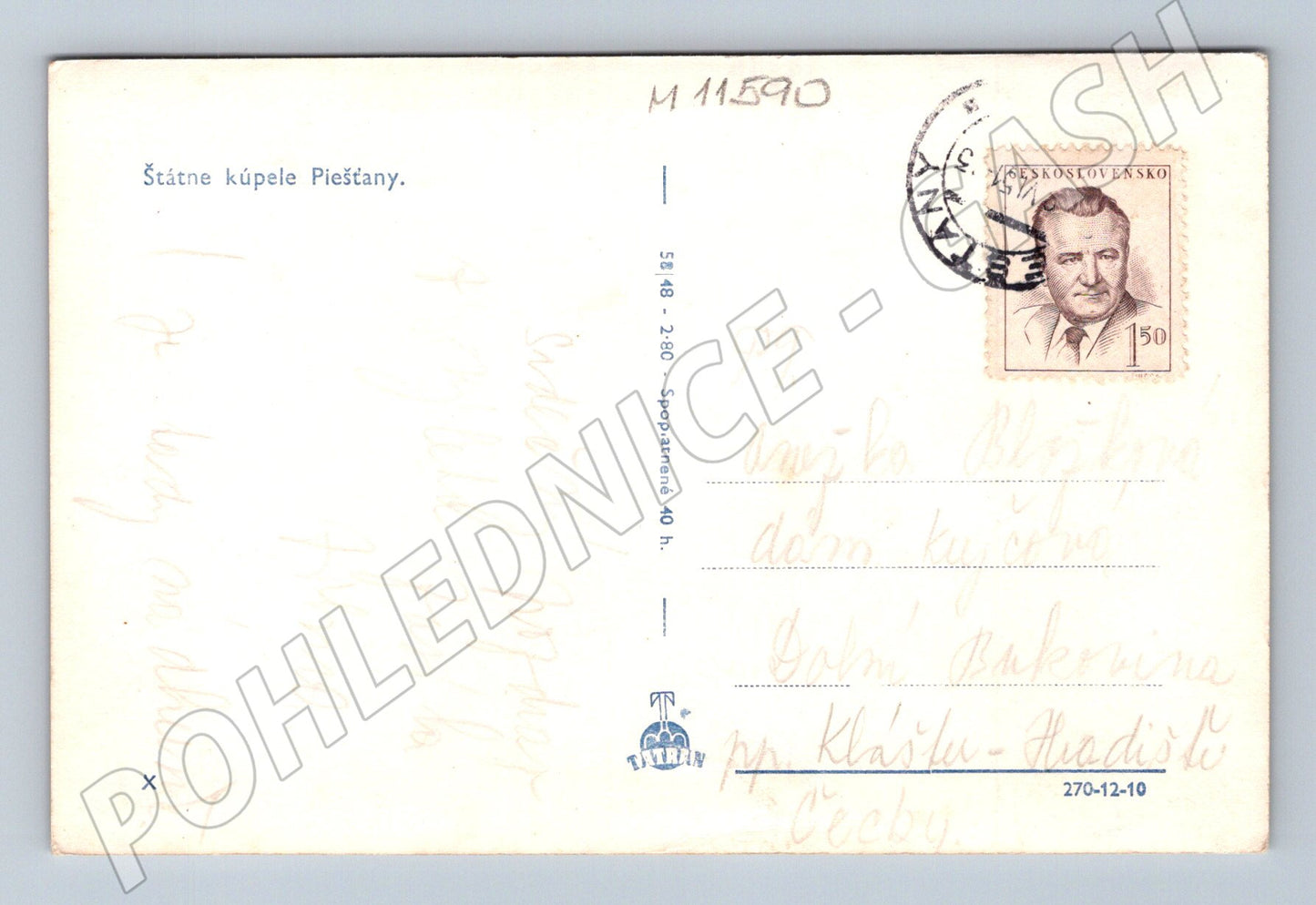 Pohlednice Piešťany – lázně, ČSR (M11590)