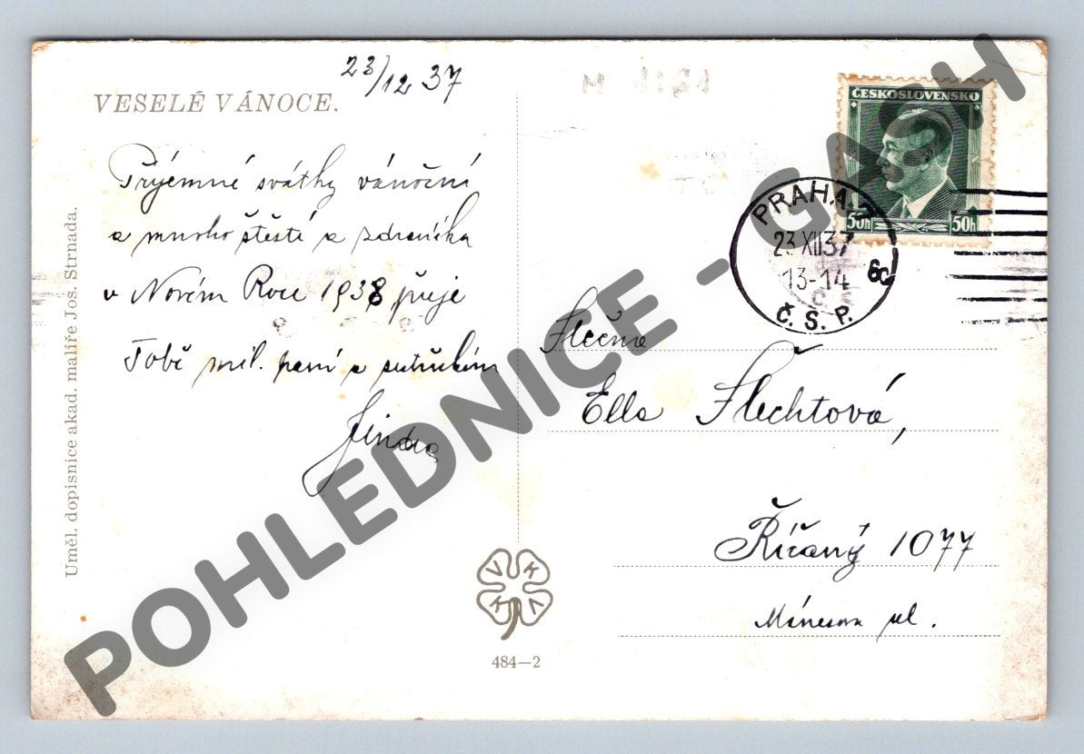 Pohlednice Vánoční etnografie – Josef Strnad 1937 (M1161)