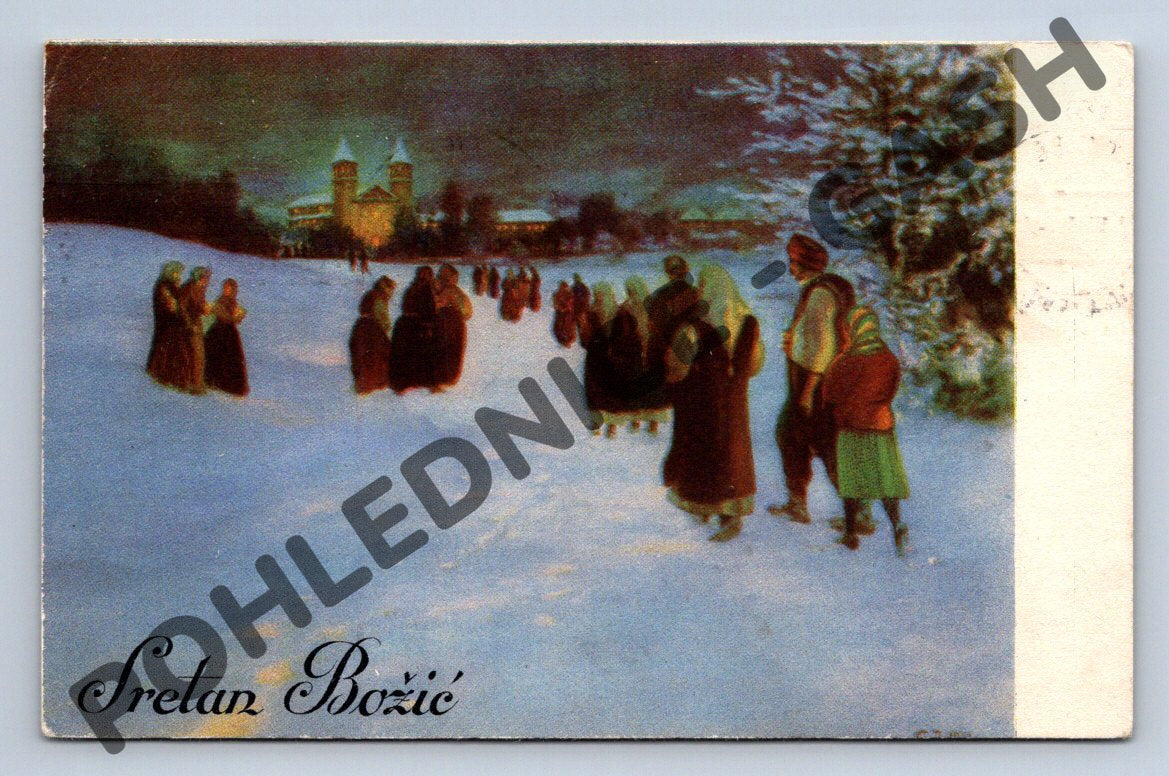 Pohlednice Sretan Božić – kroje Bosna 1932 (M1172)
