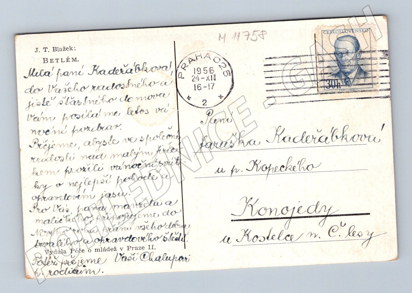 Pohlednice Betlém Vánoční 1956 (M11758)