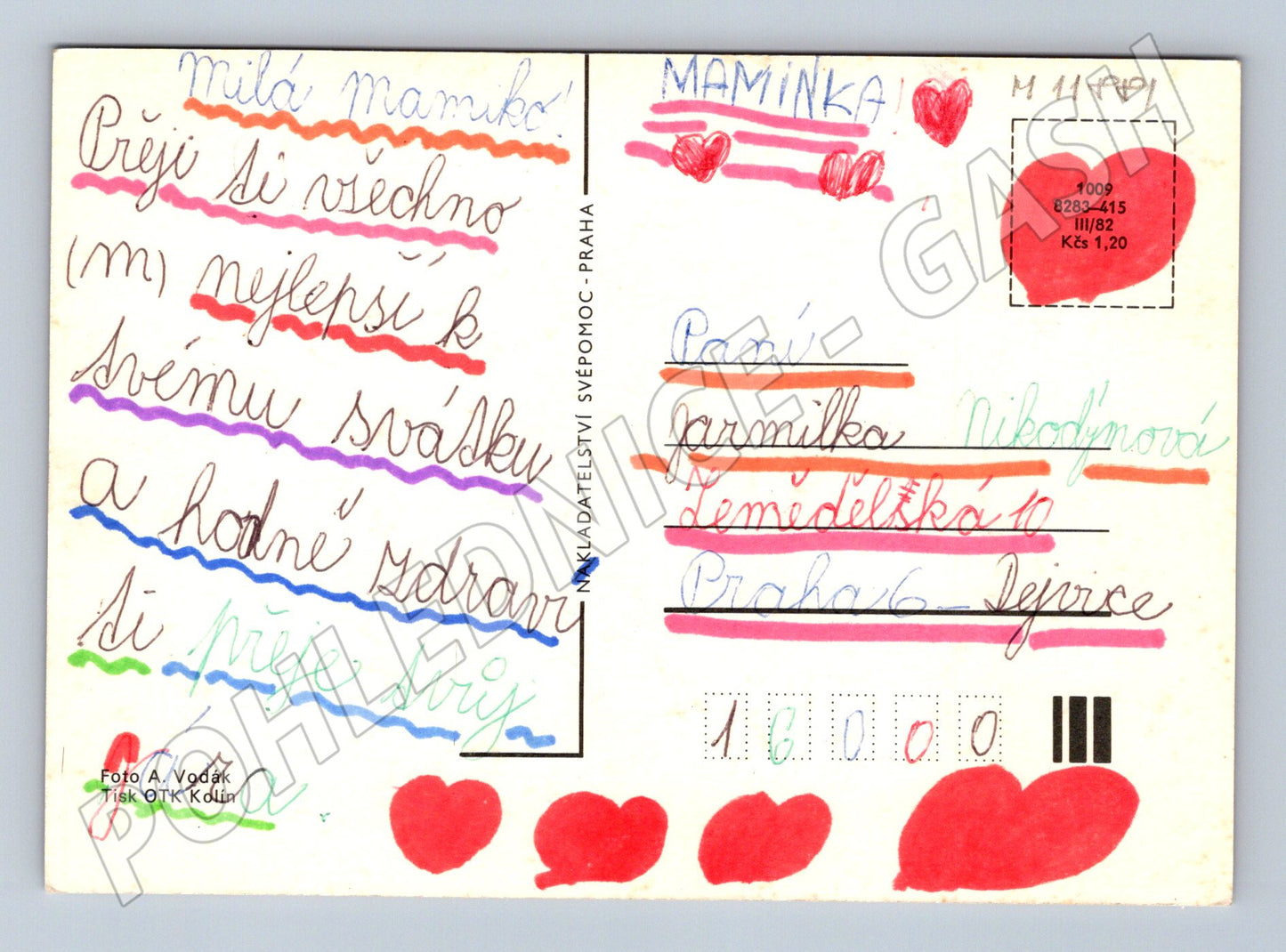 Pohlednice Žluté růže Ručně psané (M11881)