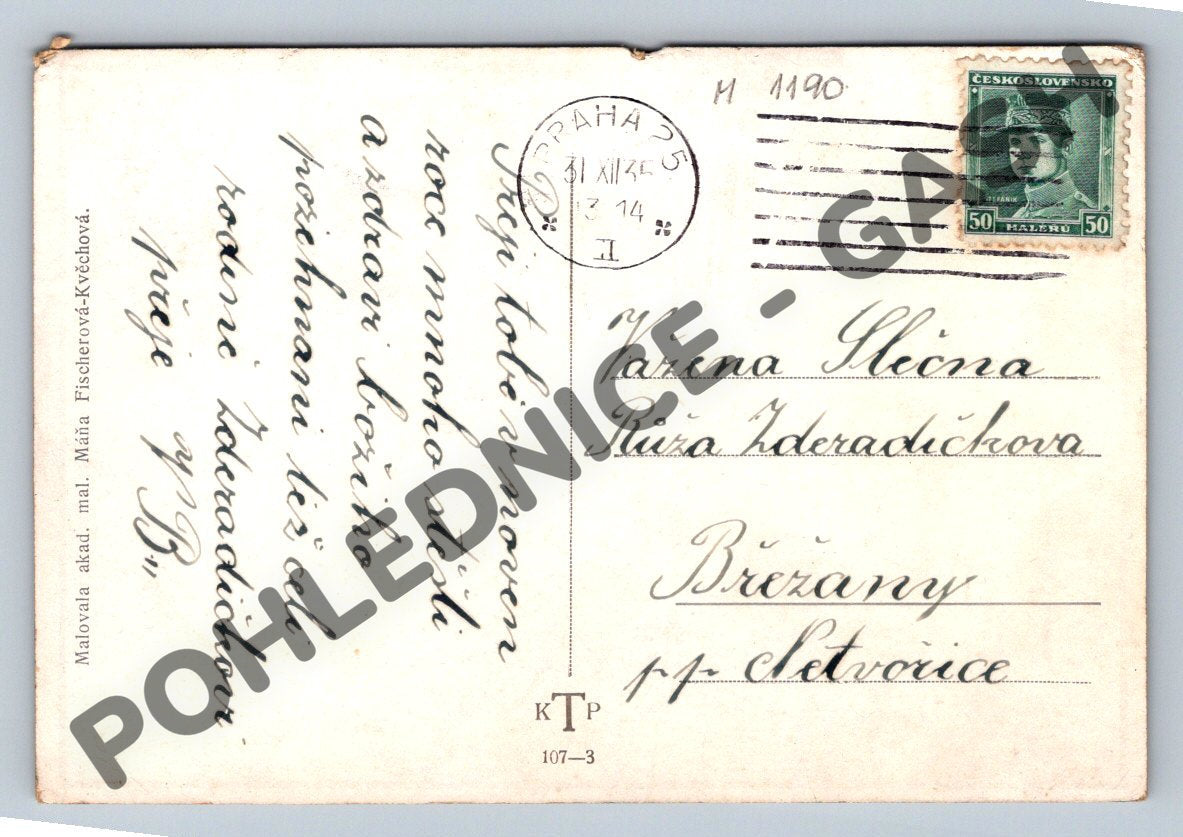 Pohlednice Máňa Fischerová-Kvěchová – PF 1935 (M1190)