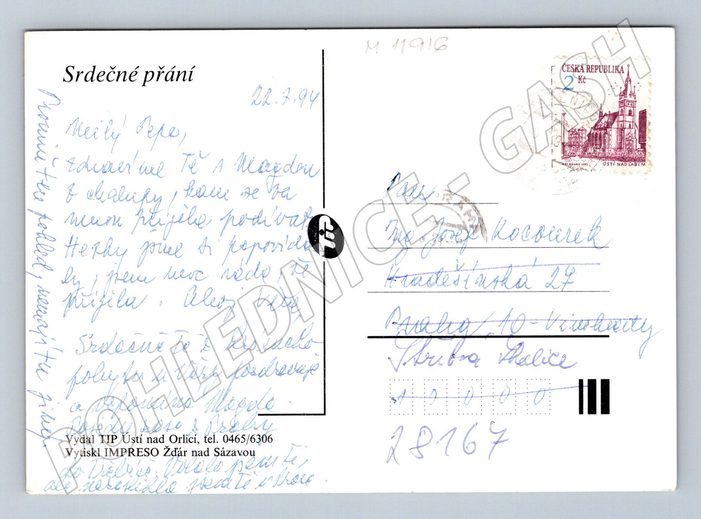 Pohlednice květiny růže (M11916)