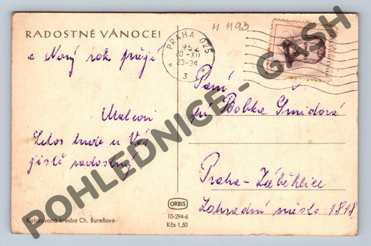 Pohlednice Děti se stromečkem – ČSR 1924 (M1193)