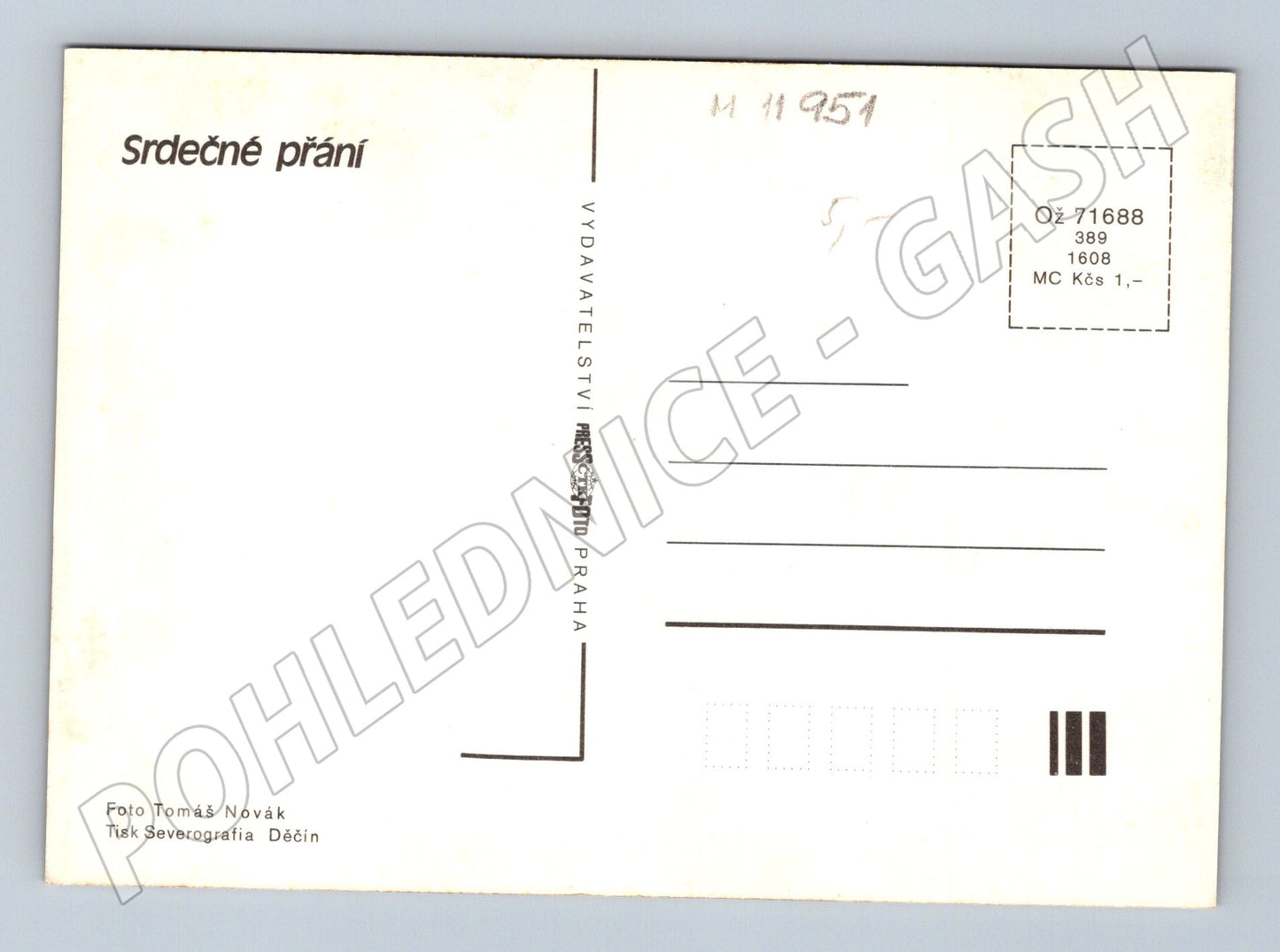 Pohlednice Srdečné přání – květiny ve váze (M11951)