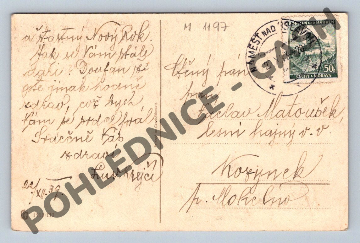 Pohlednice Srnky – zimní krajina 1939 (M1197)