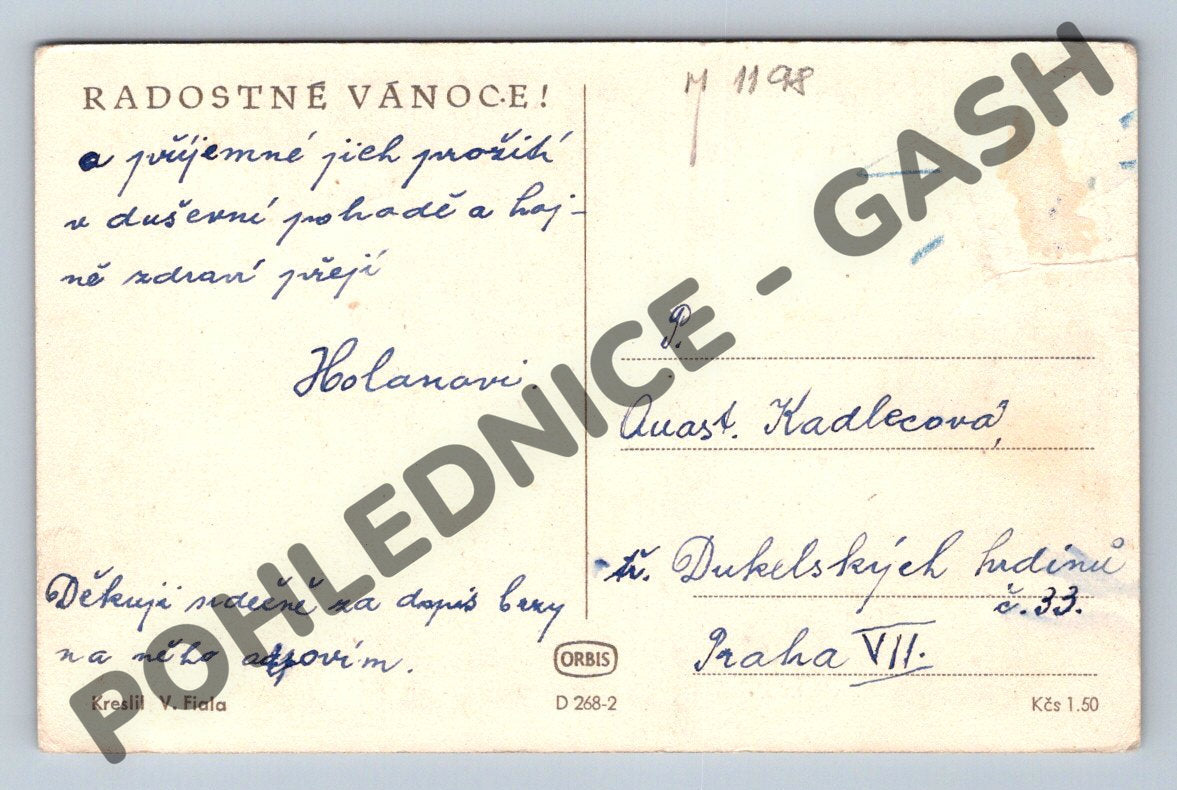 Pohlednice Praha – trh s vánočními stromky (M1198)