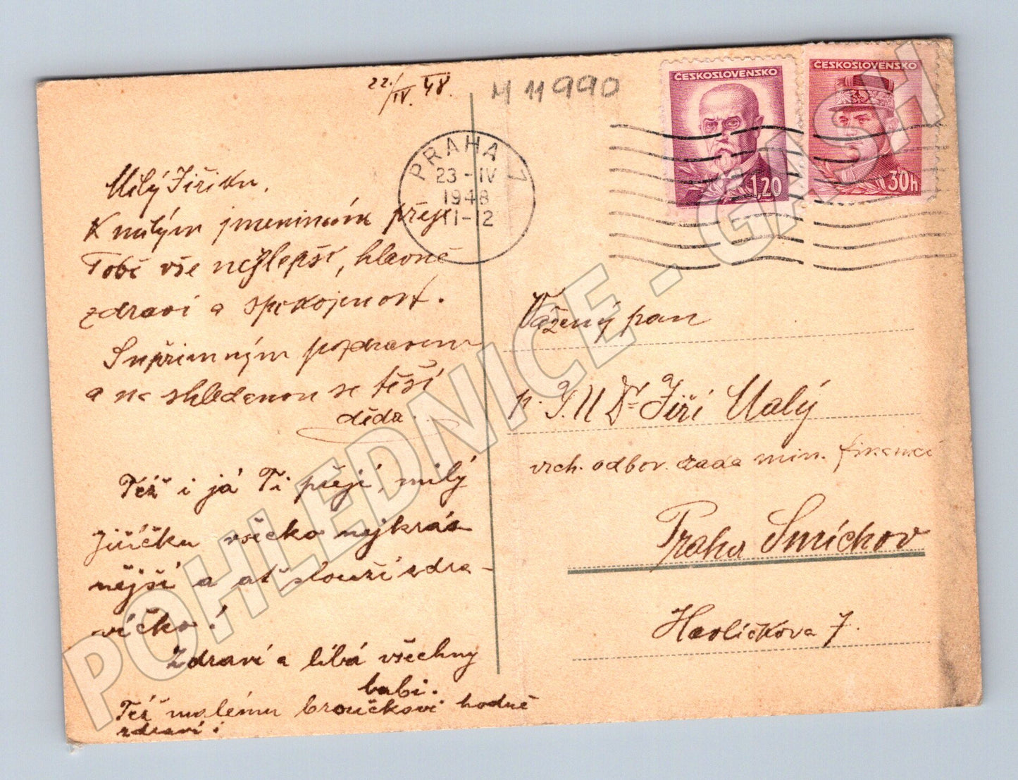 Pohlednice Československo 1948 květiny (M11990)