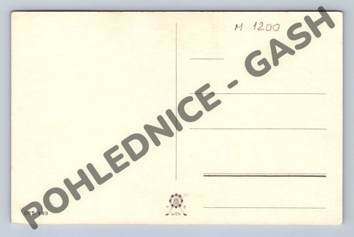 Pohlednice Srnky ve sněhu – německý nápis (M1200)