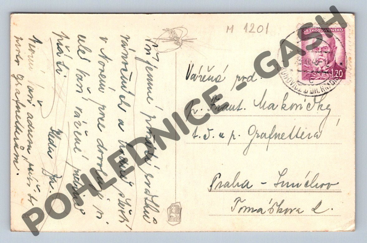 Pohlednice Veselé Vánoce – zimní krajina ČSR (M1201)