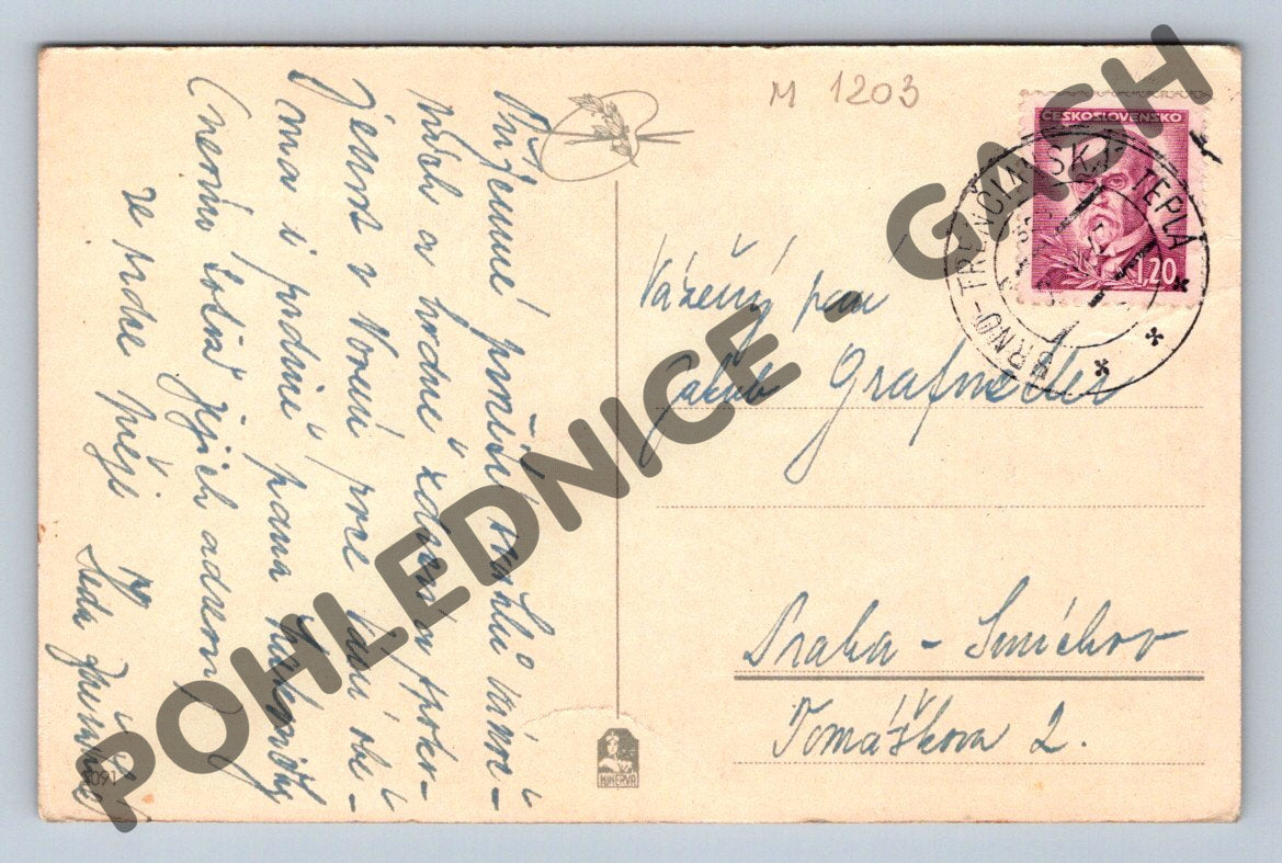 Pohlednice Veselé Vánoce – zimní krajina ČSR (M1203)