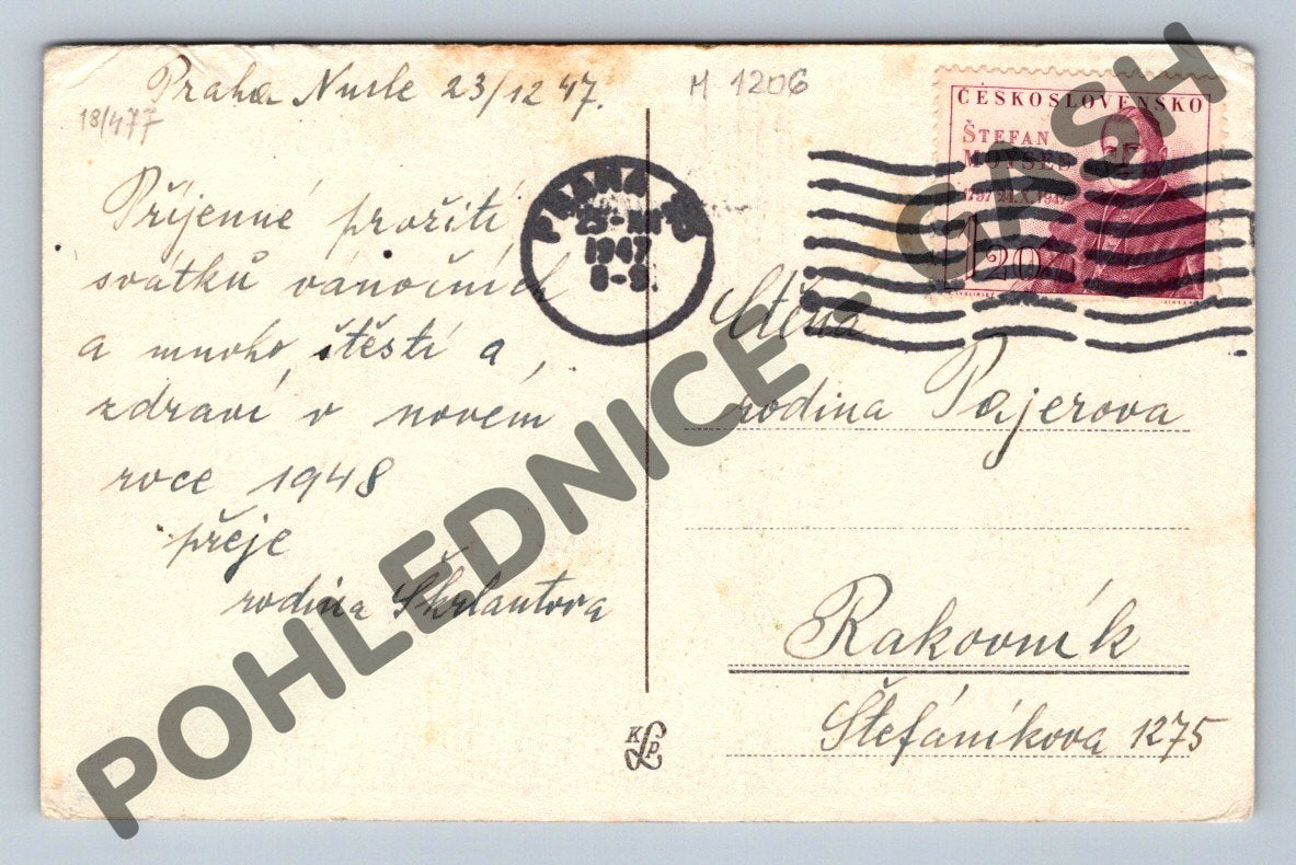 Pohlednice Československo – vánoční 1947/48 (M1206)