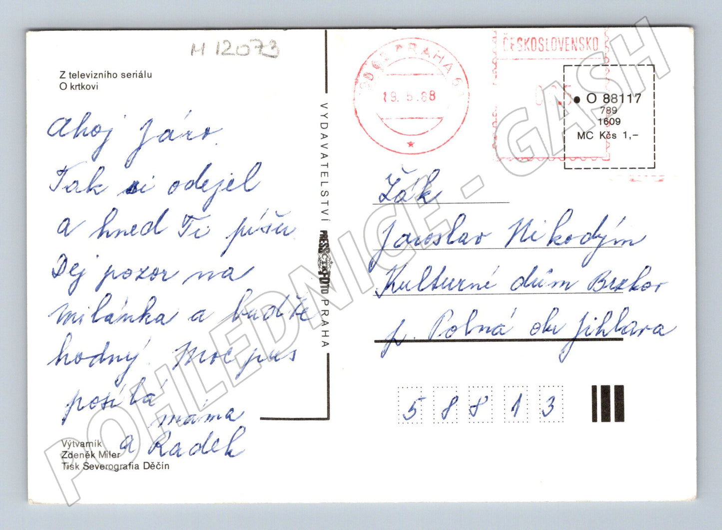 Pohlednice Krtek v autě (M12073)