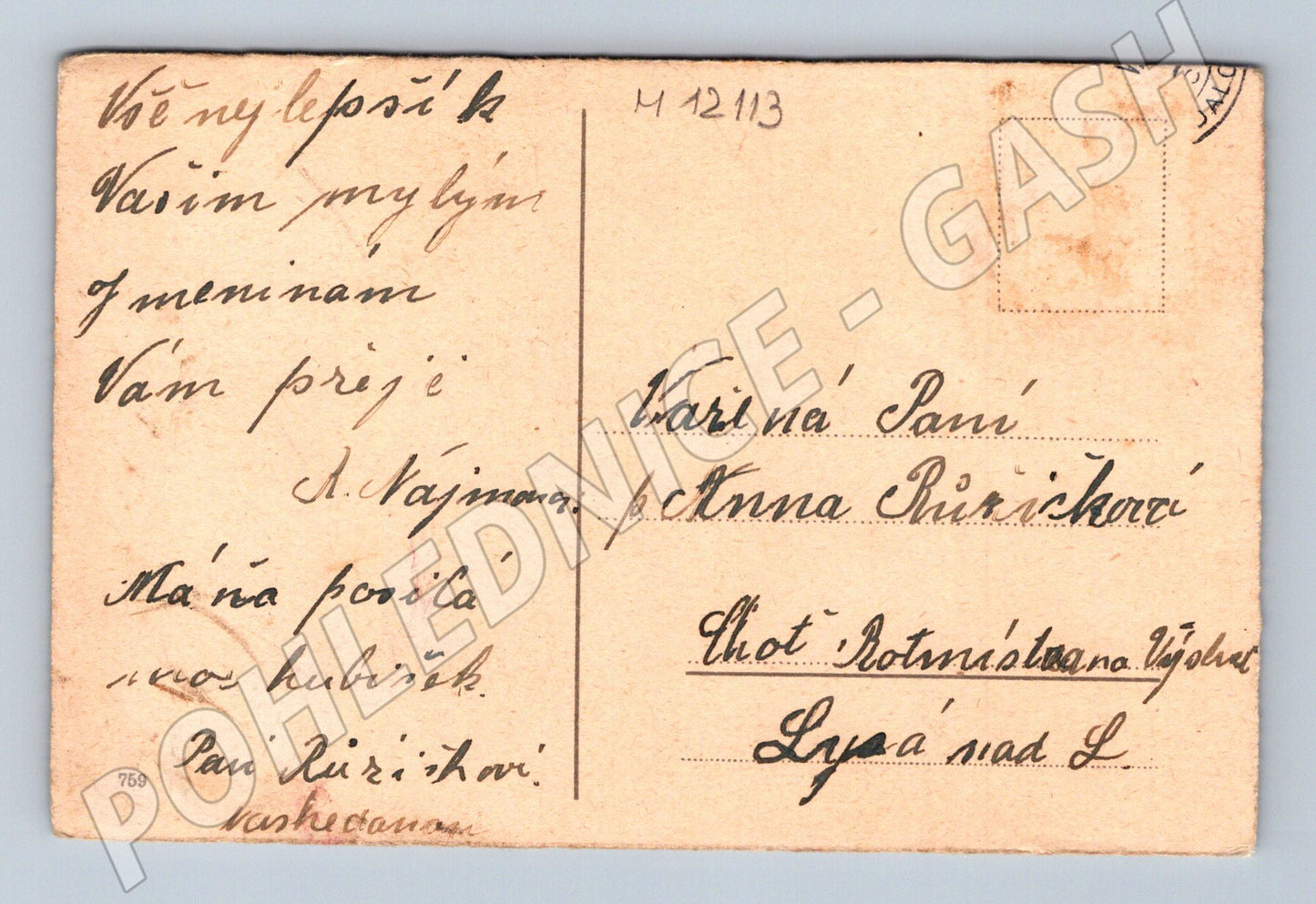 Pohlednice Starý portrét dívky s květinami (M12113)