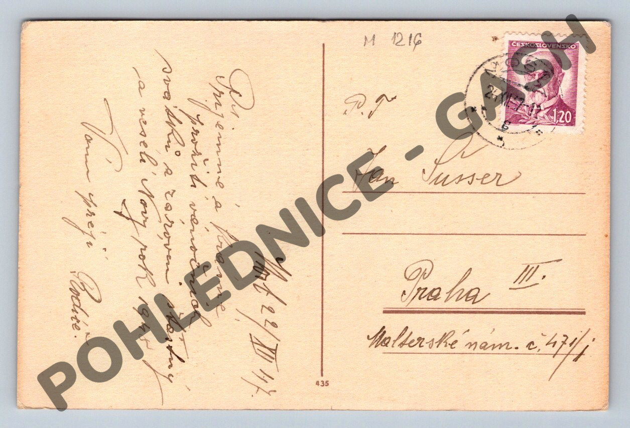 Pohlednice Anděl u kolébky – ČSR 1945 (M1216)