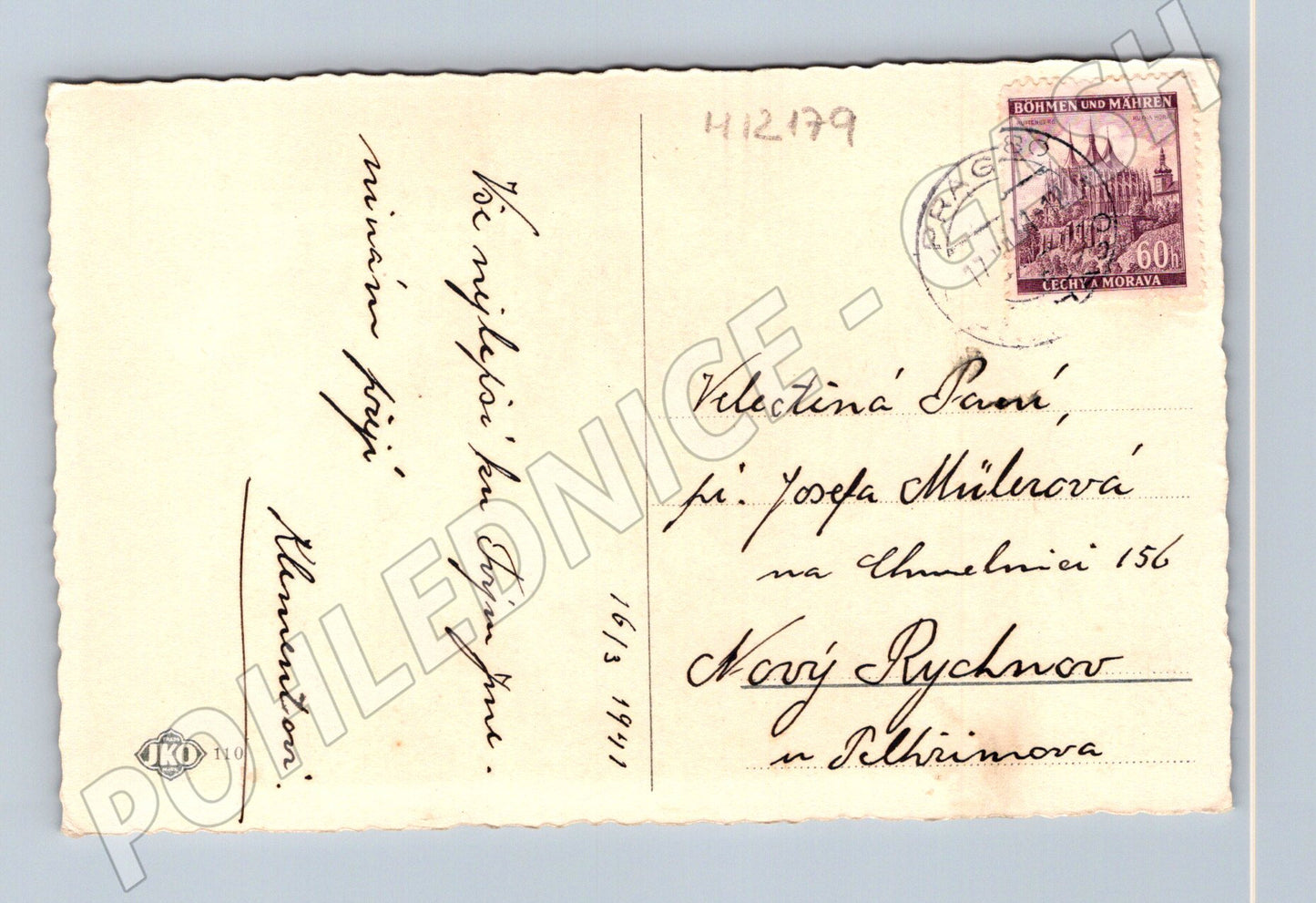 Pohlednice květiny Srdečné blahopřání Čechy a Morava (M12179)