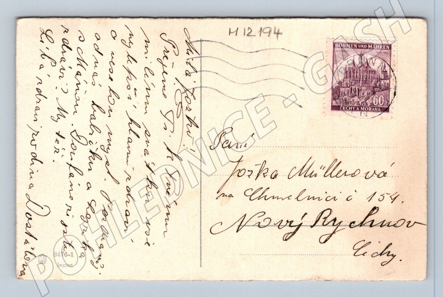 Pohlednice Srdečné blahopřání, květiny, Čechy a Morava (M12194)