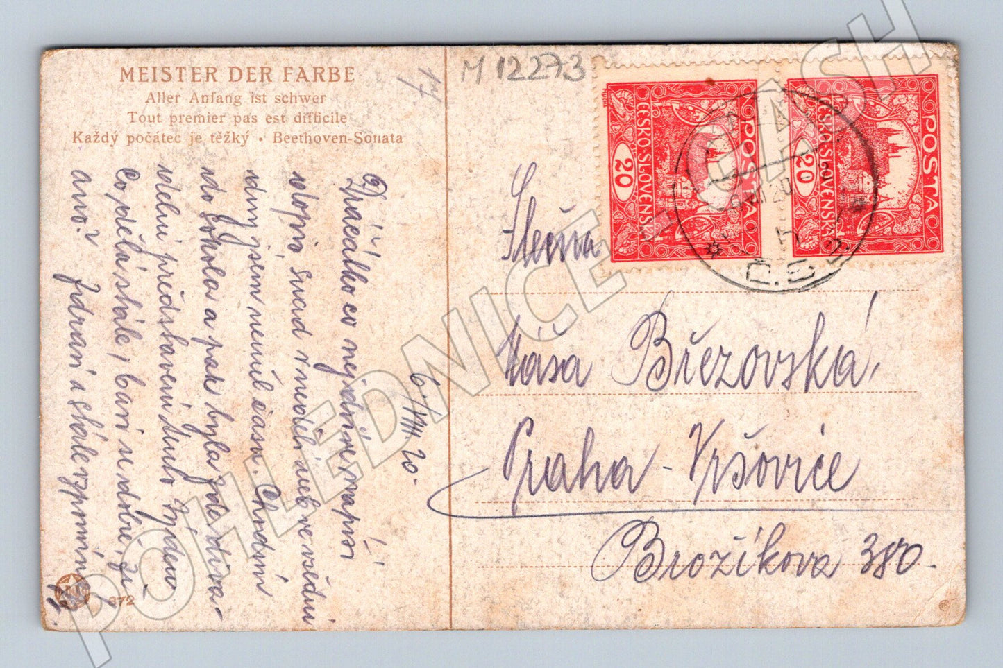 Pohlednice Akt dítěte u klavíru, Československo 1920 (M12273)