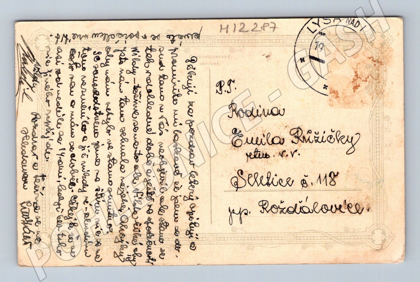 Pohlednice Starý pohled – květiny ve váze (M12287)