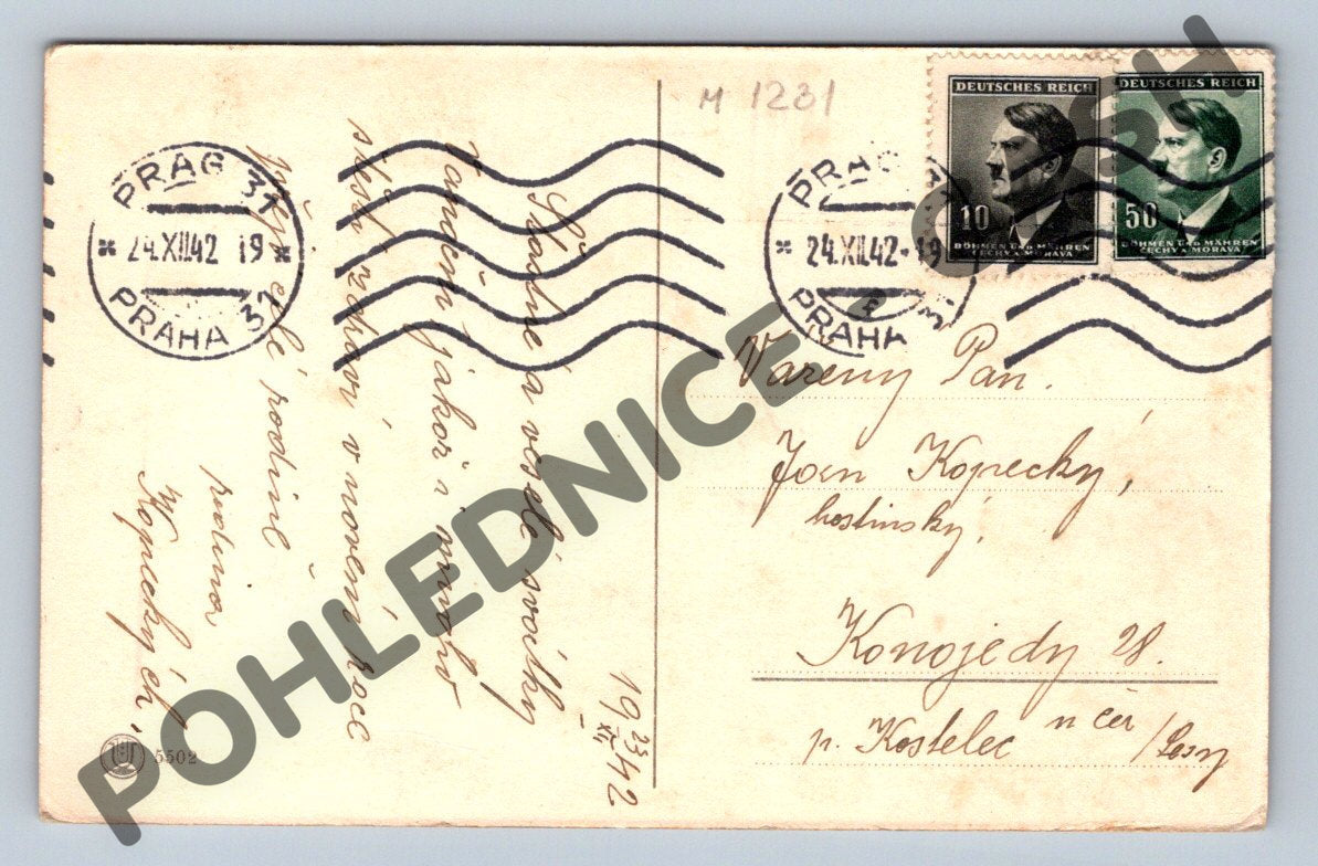 Pohlednice Praha – novoroční motiv 1942 (M1231)
